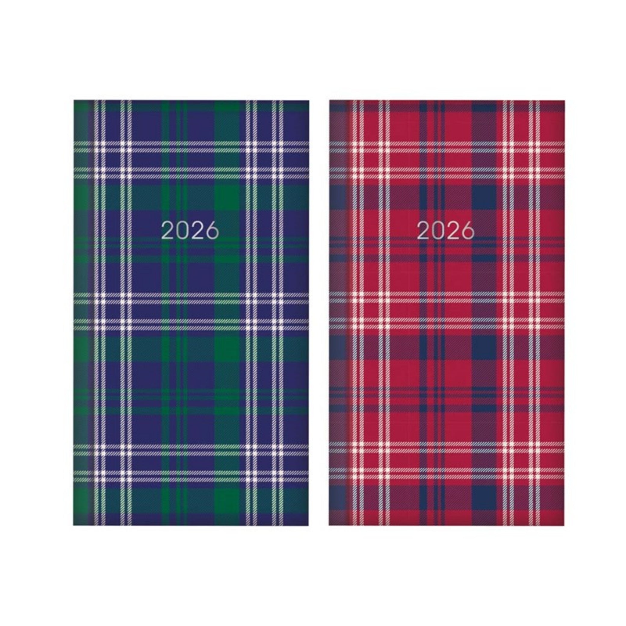 Beclen Harp 2026 SLIM WTV Fabricated design in Tartan Office Home Diary Note Date Full Year - Xmas gift