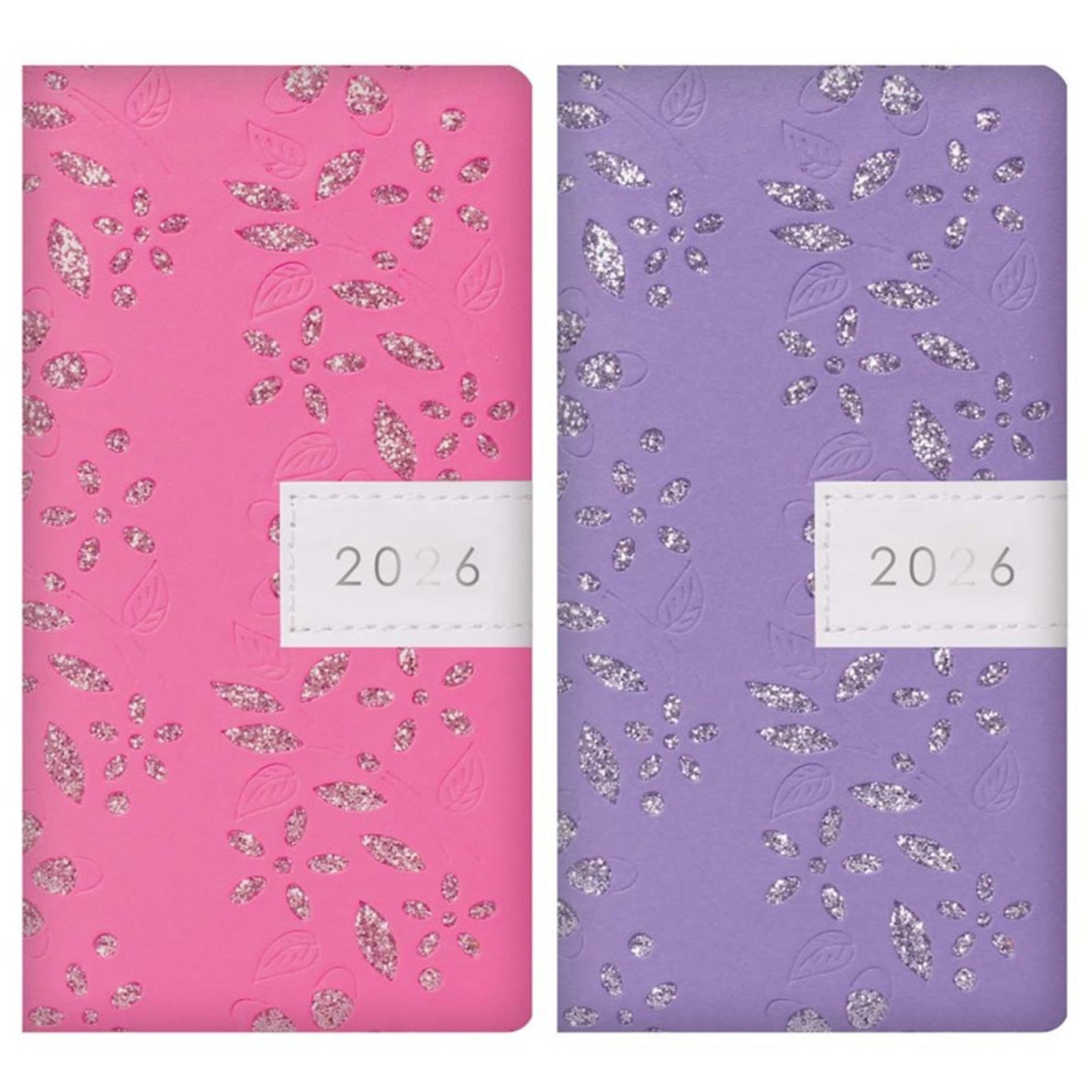 Beclen Harp 2026 Slim Week To View/WTV Personal Beautiful Luxury Glitter/Sparkle/Shimmer Floral Office School Home Desktop Diary