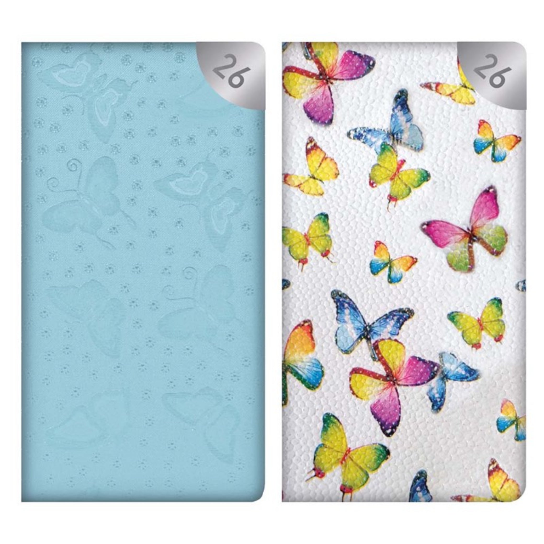 Beclen Harp 2026 Slim Week To View/WTV Personal Executive Colorful Vintage And Sparkle Butterflies Print Diary
