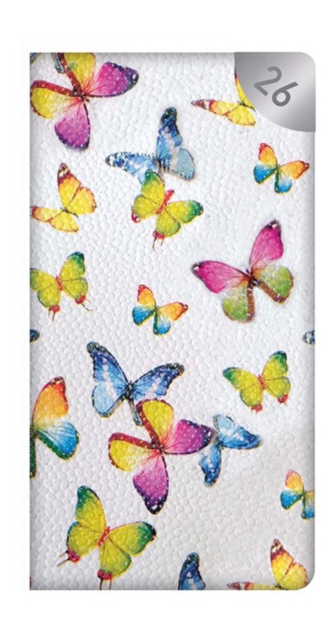 Beclen Harp 2026 Slim Week To View/WTV Personal Executive Colorful Vintage And Sparkle Butterflies Print Diary