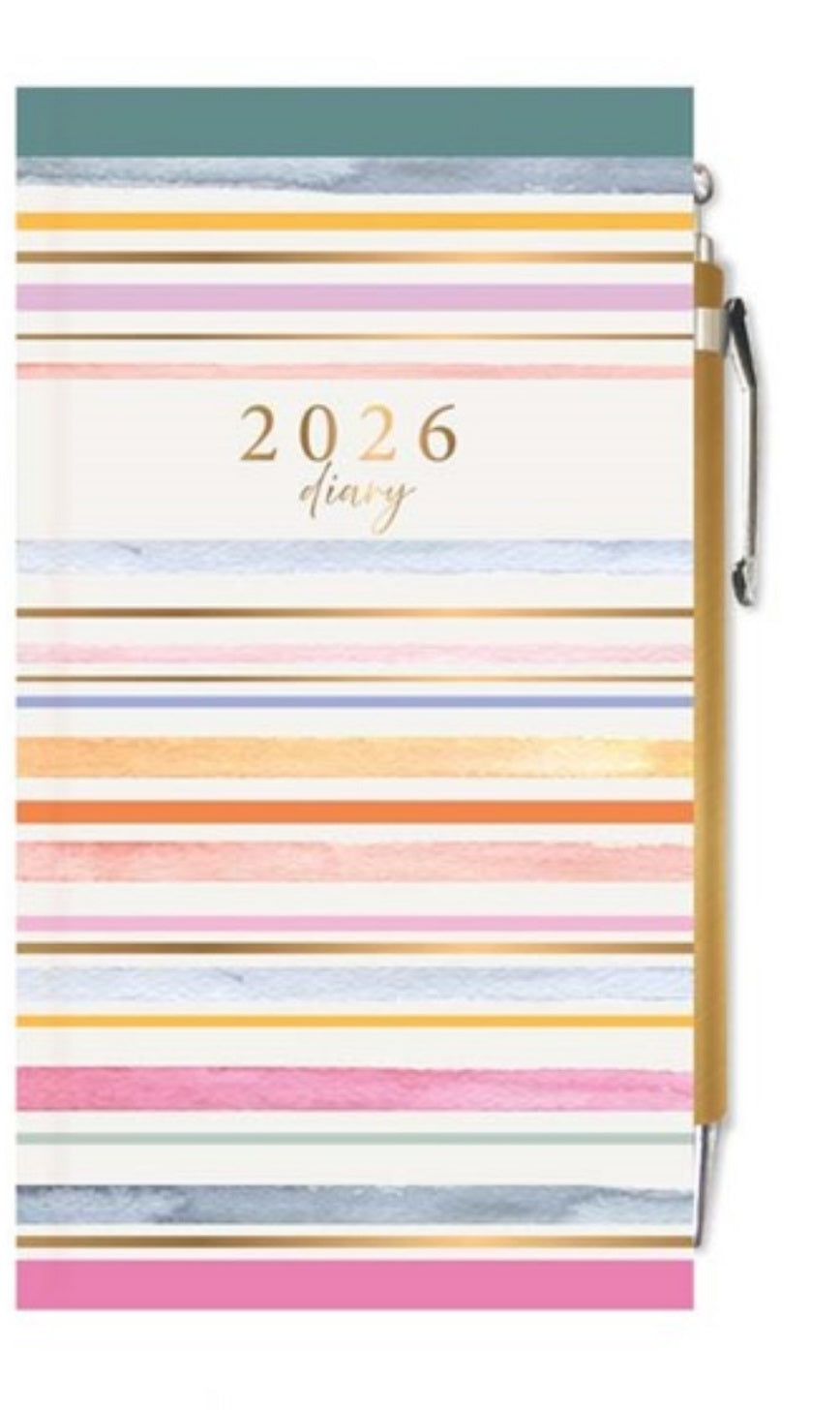 Beclen Harp 2026 SLIM WTV Honey bee / Colourful stripes Office Home Diary Desktop School Note Date Full Year - Xmas gift