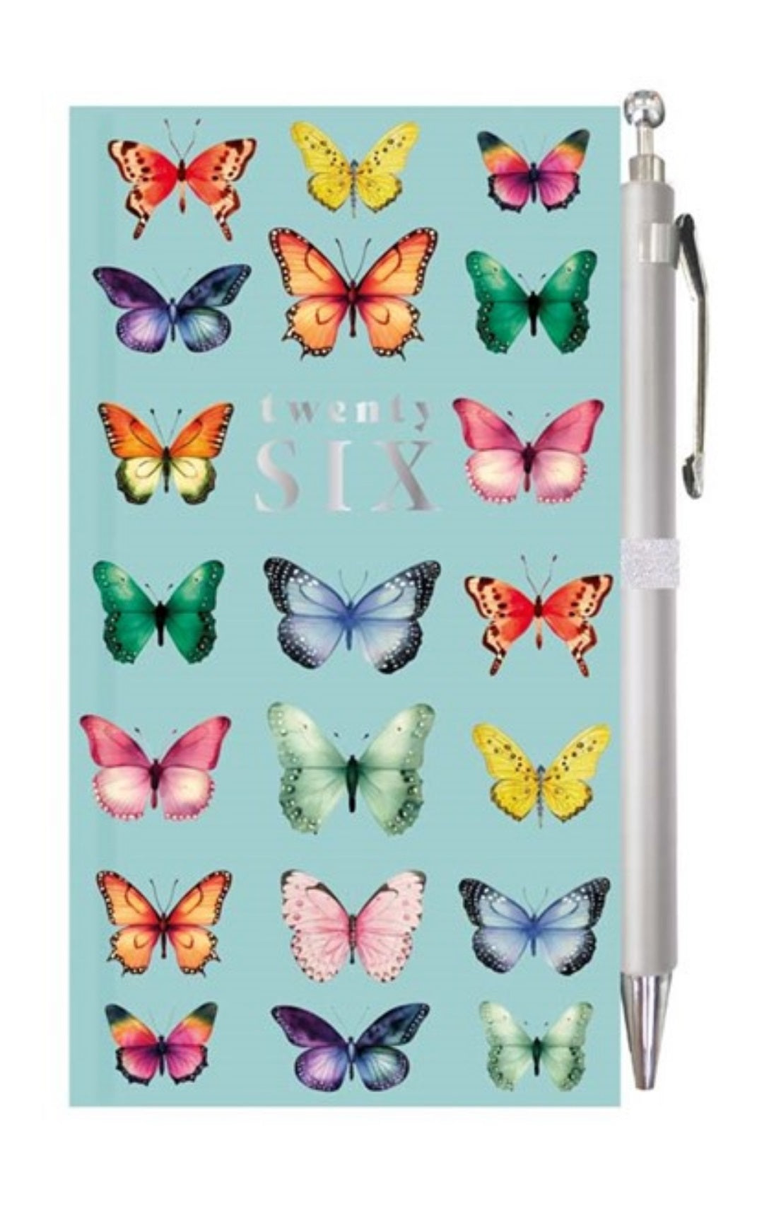 Beclen Harp 2026 Slim Week To View/WTV Personal Diary Vintage Floral And Butterflies Print Cover With Pen Gift Set