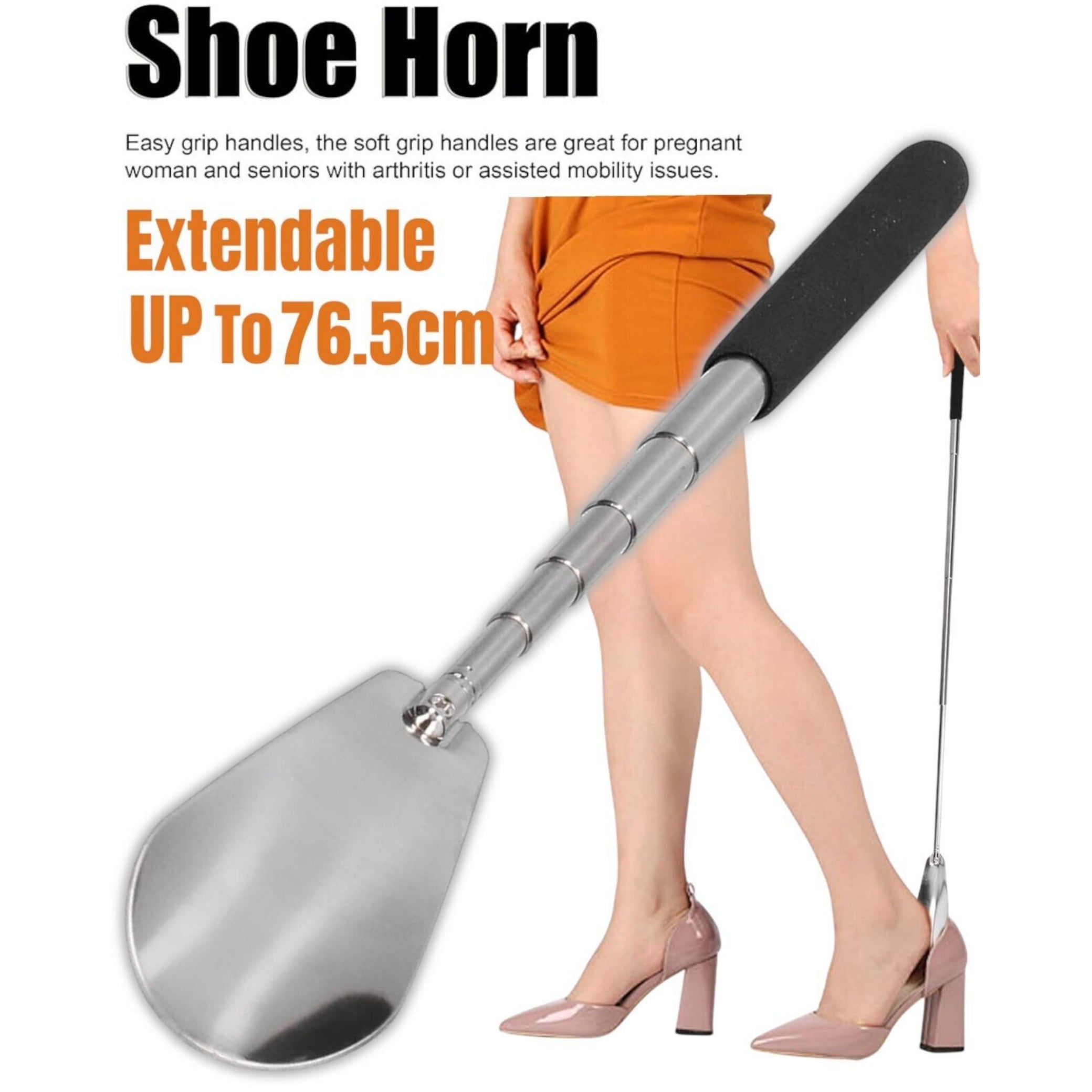 Beclen Harp Long Handle Extendable Shoe Horn Metal Shoehorn Handheld Remover Telescopic UK Best Seller - Easy Home supplies