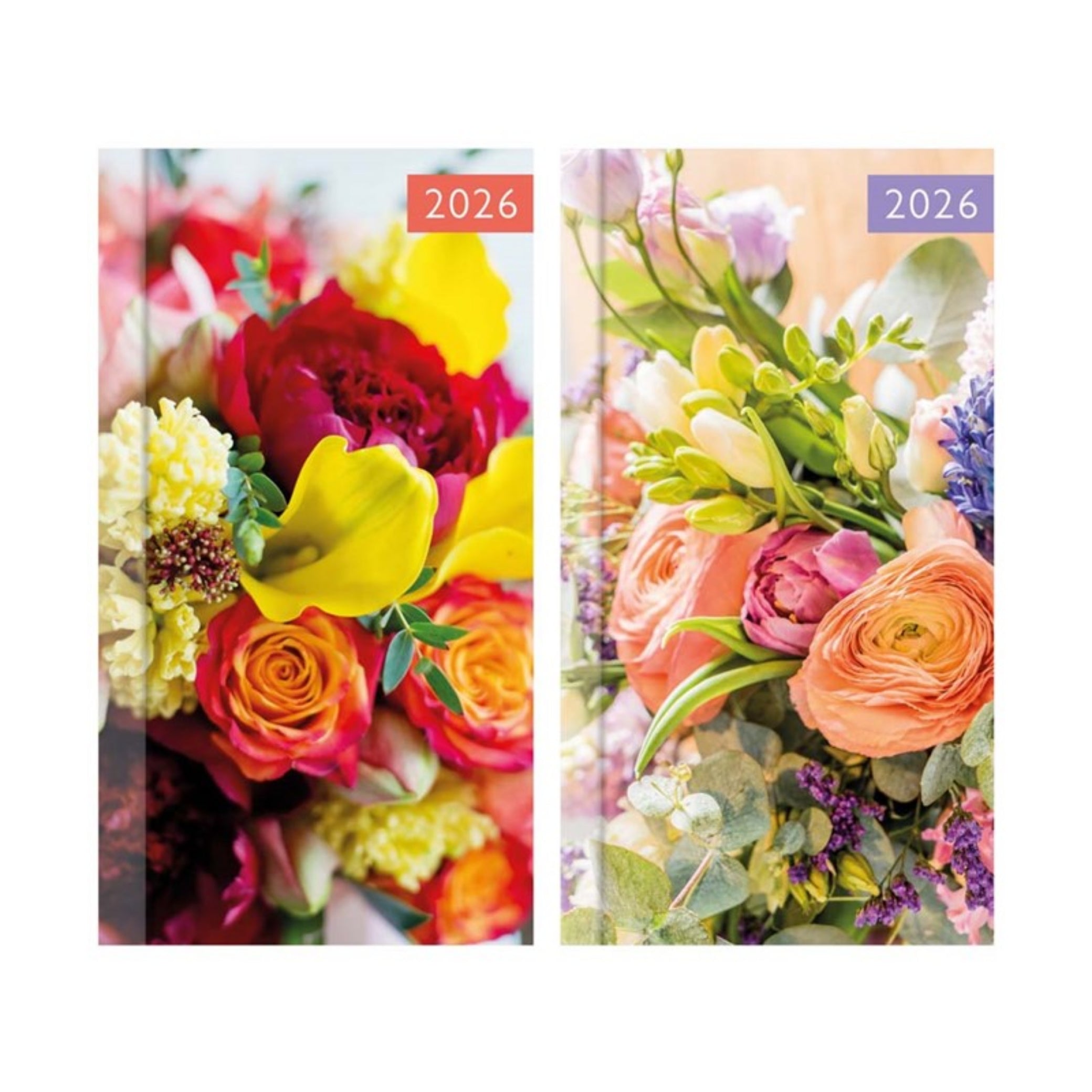Beclen Harp 2026 Week To View/WTV Slim Floral Bouquet Roses Office Home School Diary With Pen Gift set