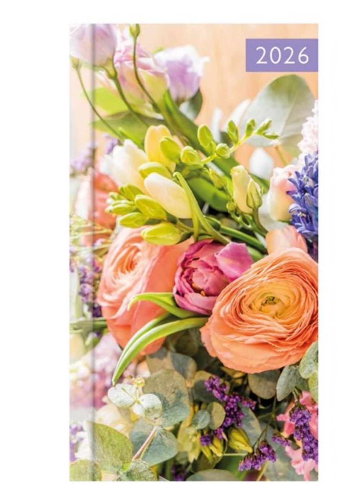 Beclen Harp 2026 Week To View/WTV Slim Floral Bouquet Roses Office Home School Diary With Pen Gift set