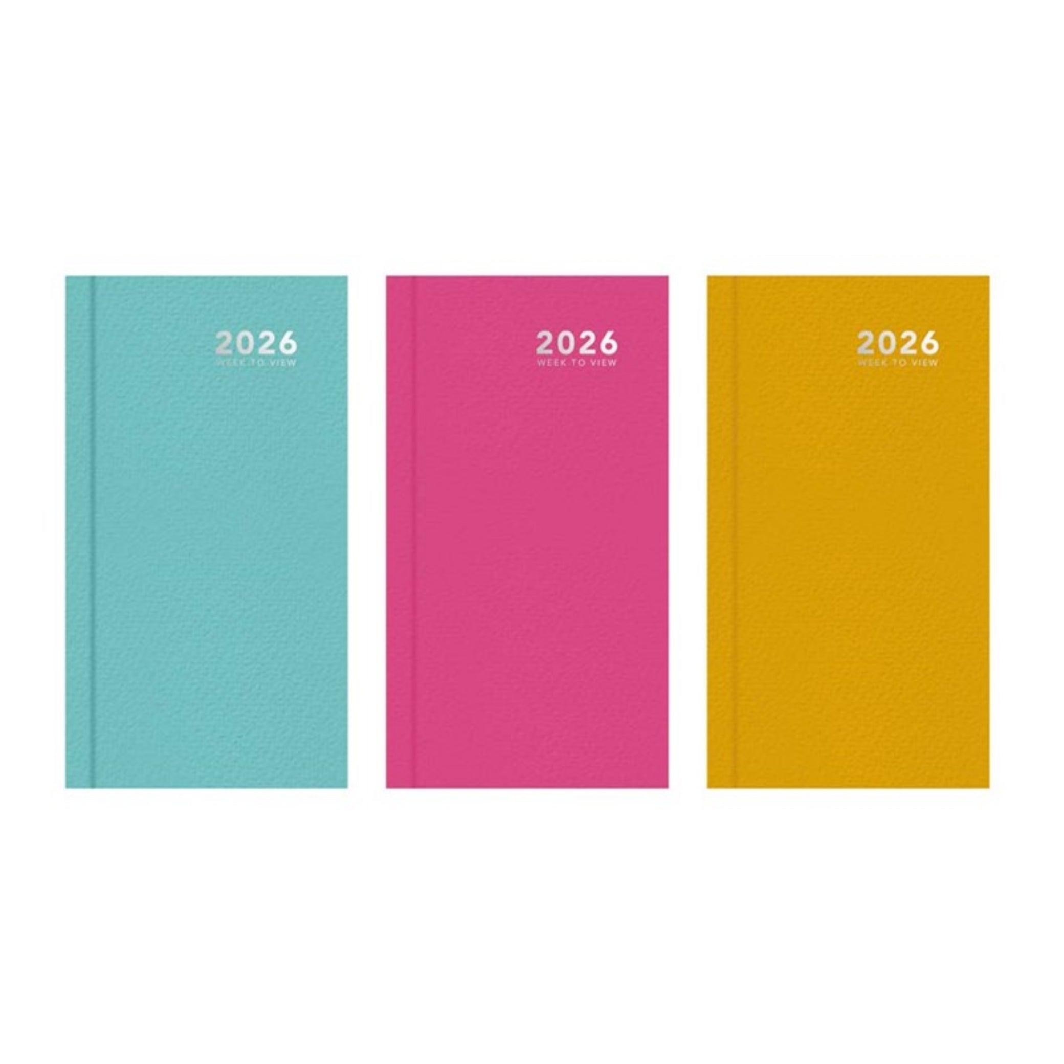 Beclen Harp 2026 SLIM Week to view Shiny 3 Bright colors Office Home School Desktop Diary Desktop School Note Date Full Year - Xmas gift