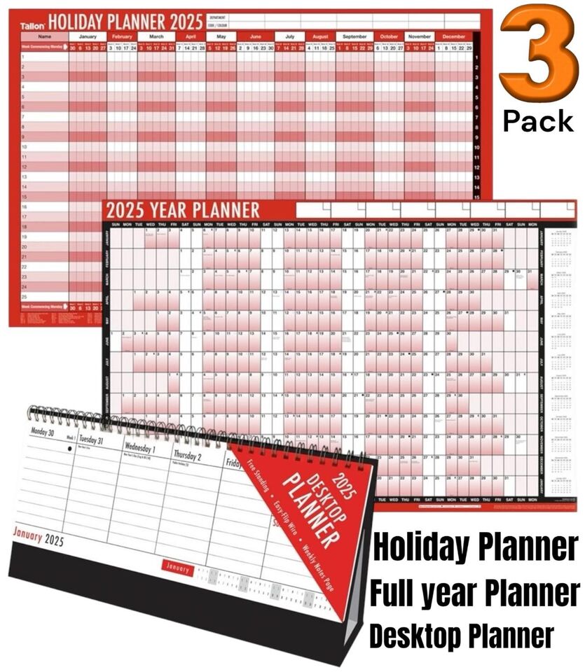 Beclen Harp 3x 2026 Wall Calendar Large Weekly Desktop Planner, Full Year Holiday Organiser office Home desk calendar
