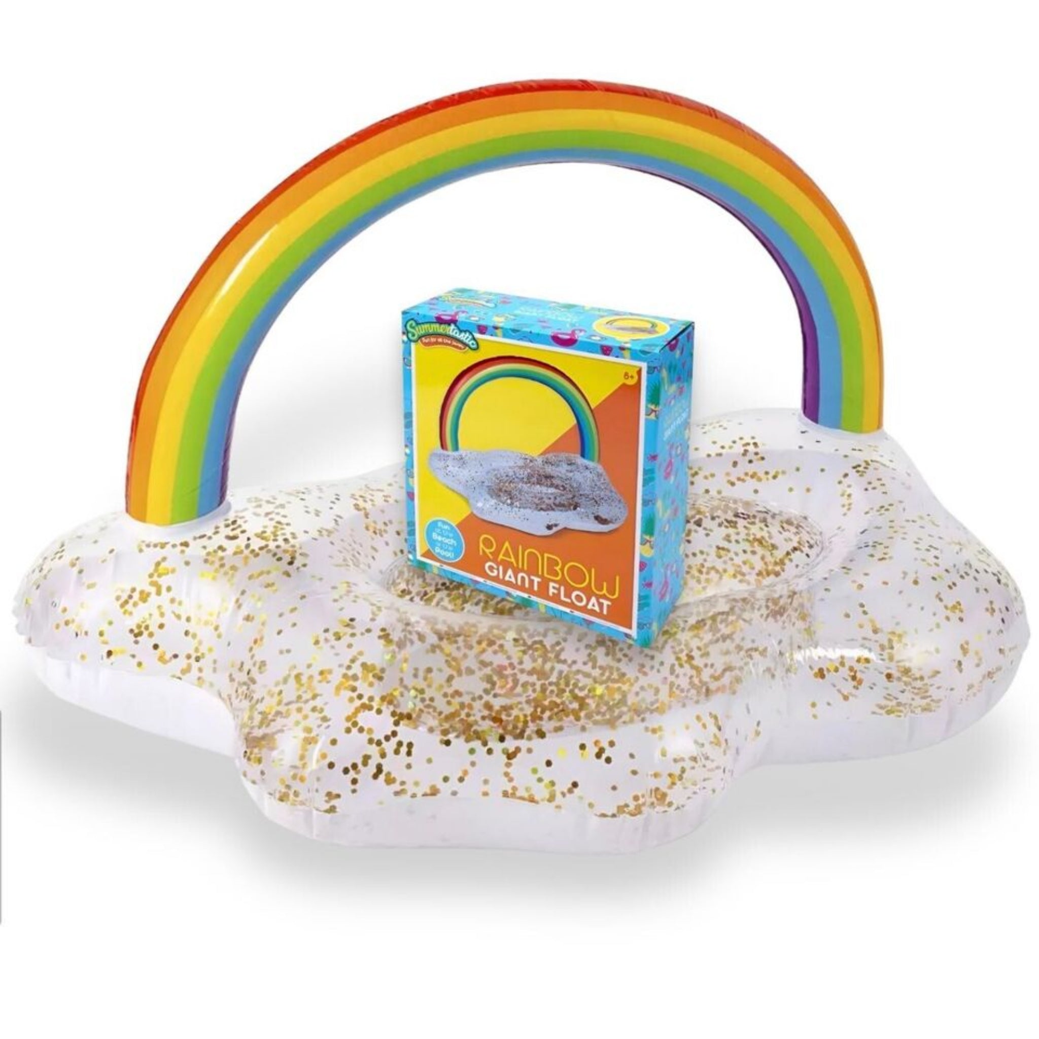 Beclen Harp GIANT RAINBOW GLITTER INFLATABLE 105CM SWIMMING RING Beach Pool Float Fun Gift