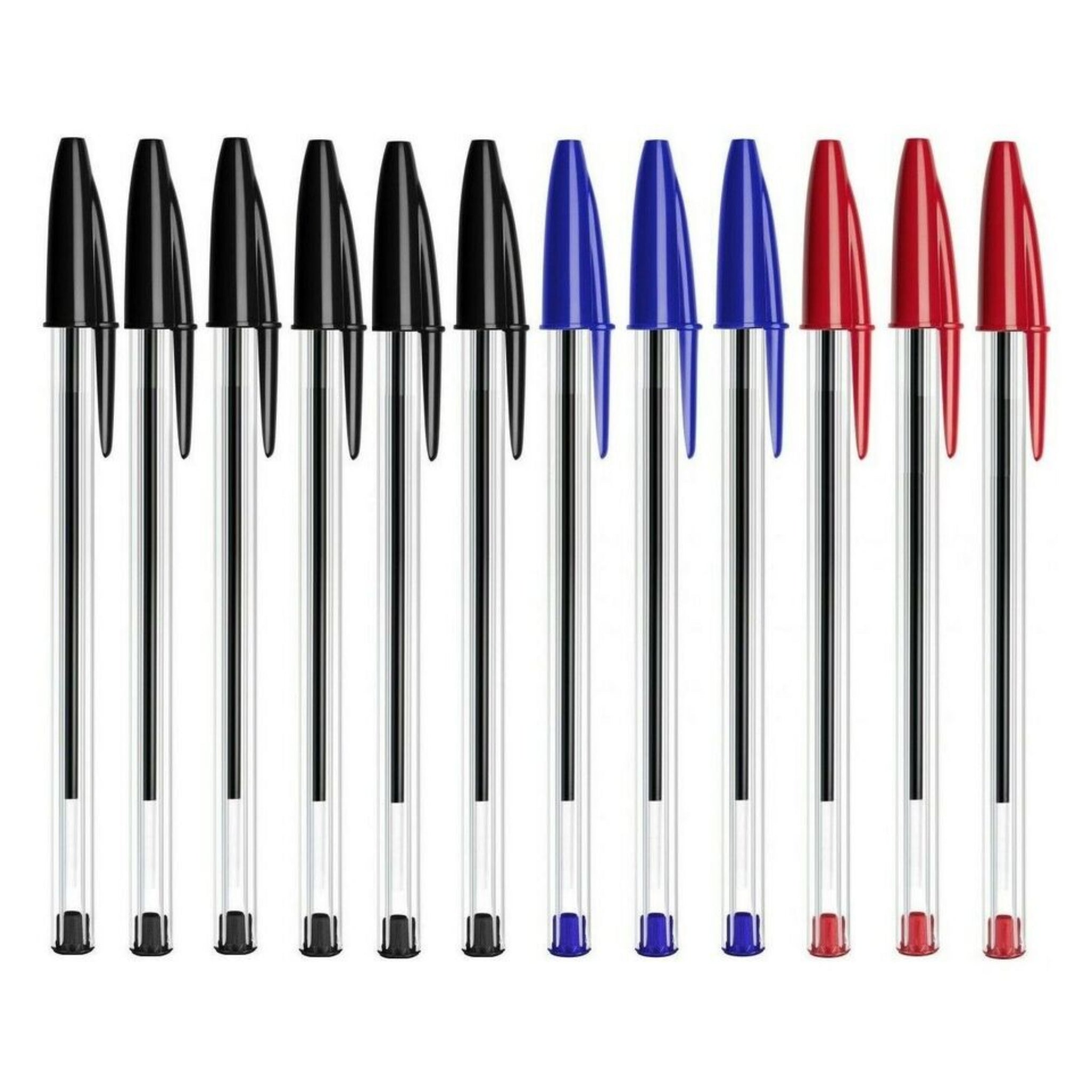 Beclen Harp 24 Ballpoint Pens Set | High Quality Medium Ball Point Pen Biros Black Blue Red