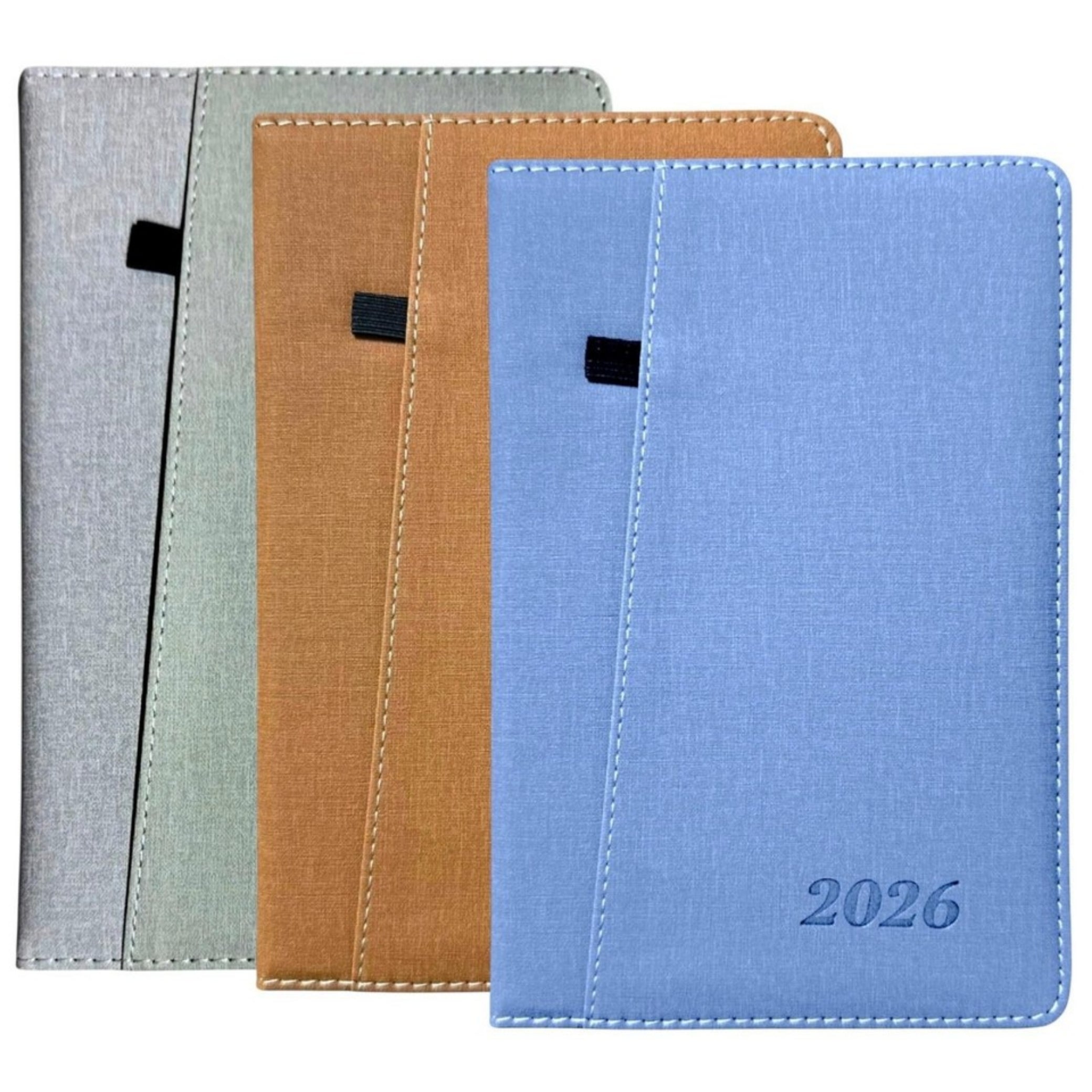 Beclen Harp 2026 Diary A5 Day to Page Full Year Planner Desk Luxury Stitched Fabric Cover