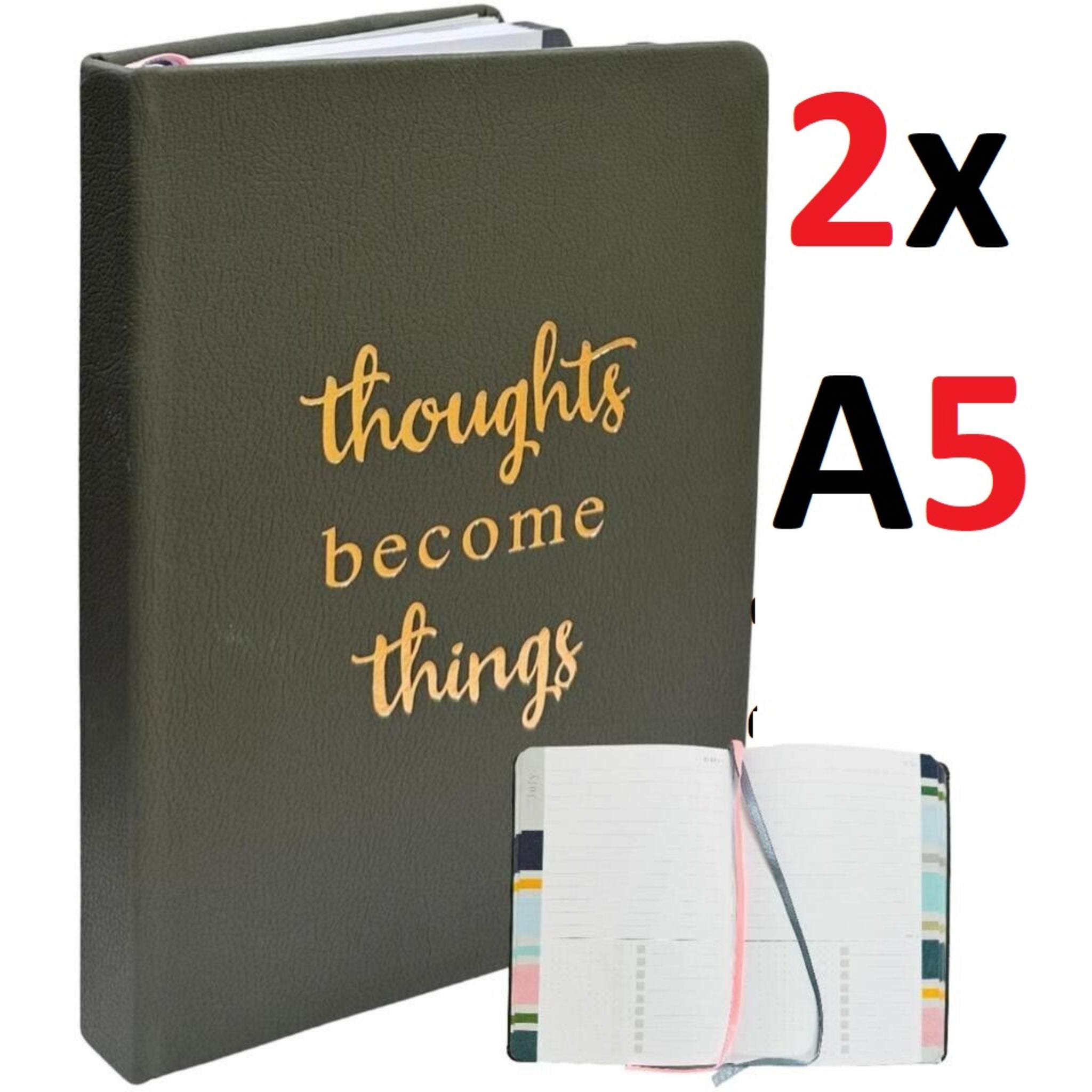 Beclen Harp 2025 A5 Day A Page Luxury Leatherette Cover Organiser Index 2x Diary Office, Desk