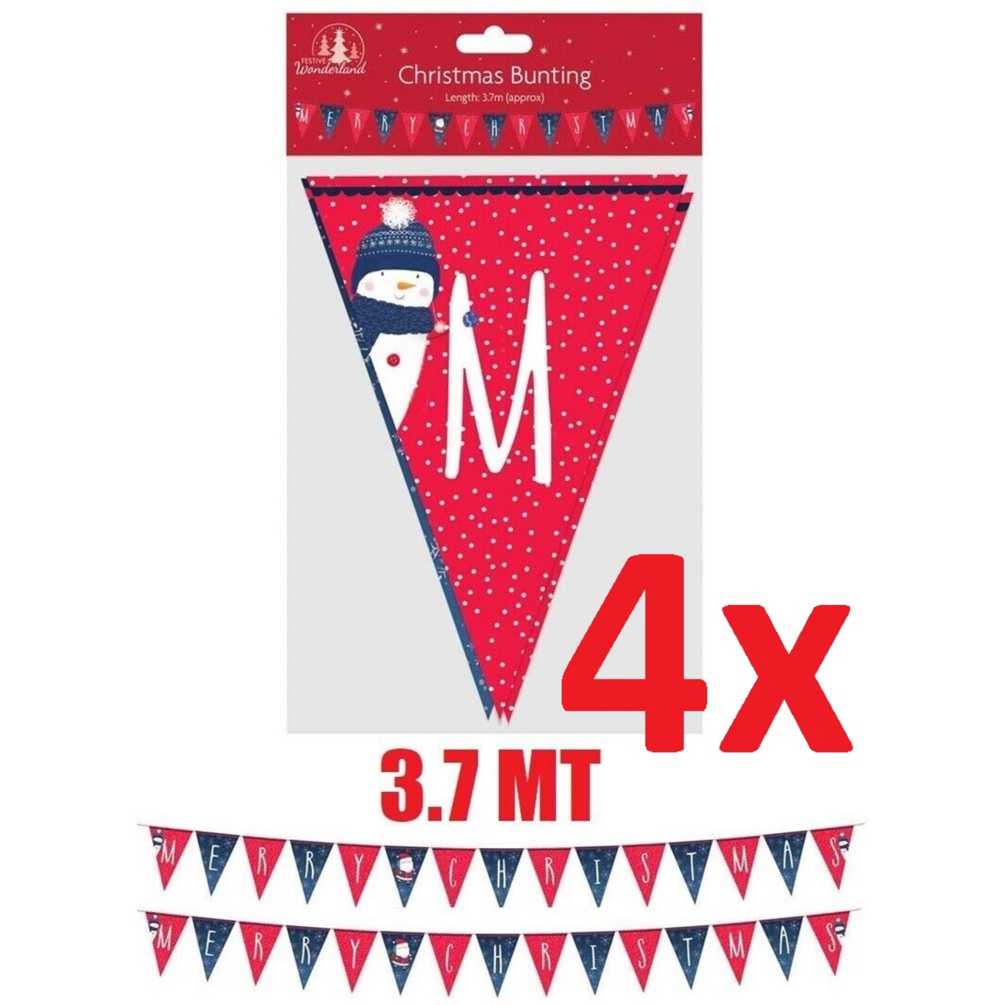 Beclen Harp 4x Merry Christmas Banner Bunting Party Decoration Hanging Decors Garlands -3.7M