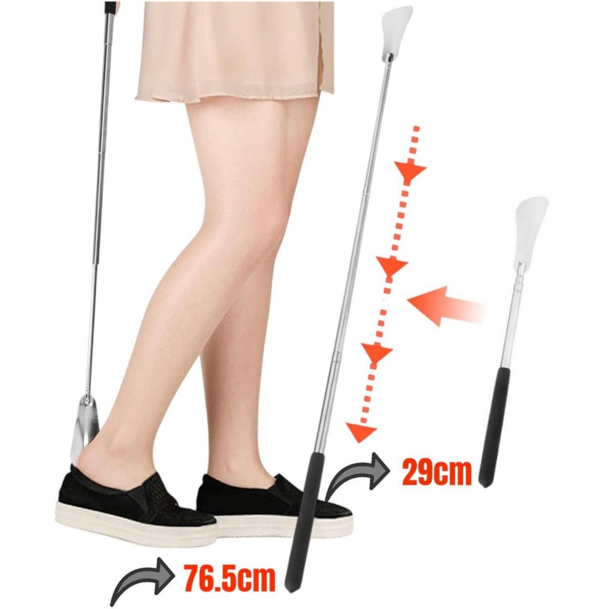 Beclen Harp Long Handle Extendable Shoe Horn Metal Shoehorn Handheld Remover Telescopic UK Best Seller - Easy Home supplies