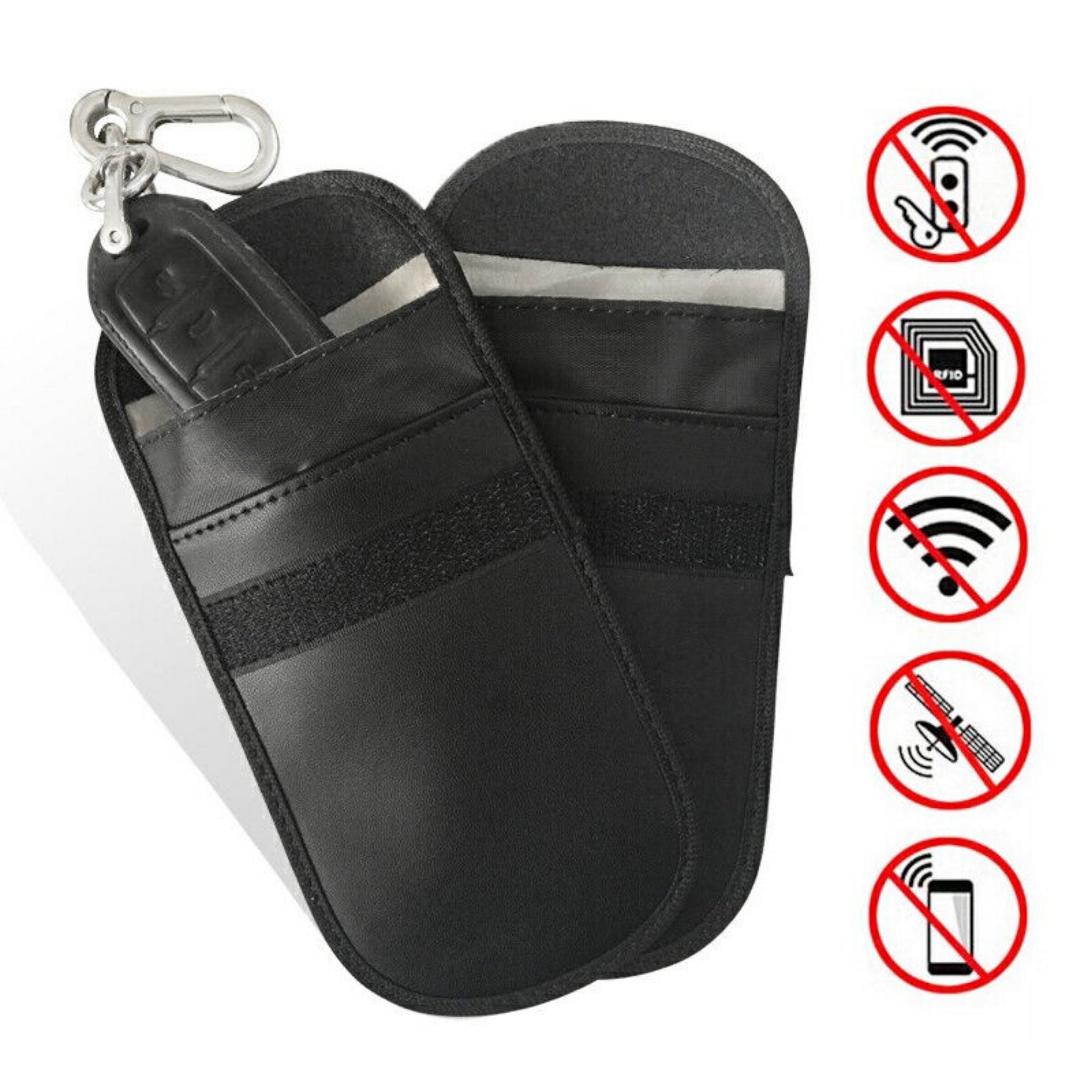 Beclen Harp 2x Car Key Signal Blocker Case Faraday Cage Pouch Keyless RFID Blocking Bag Black