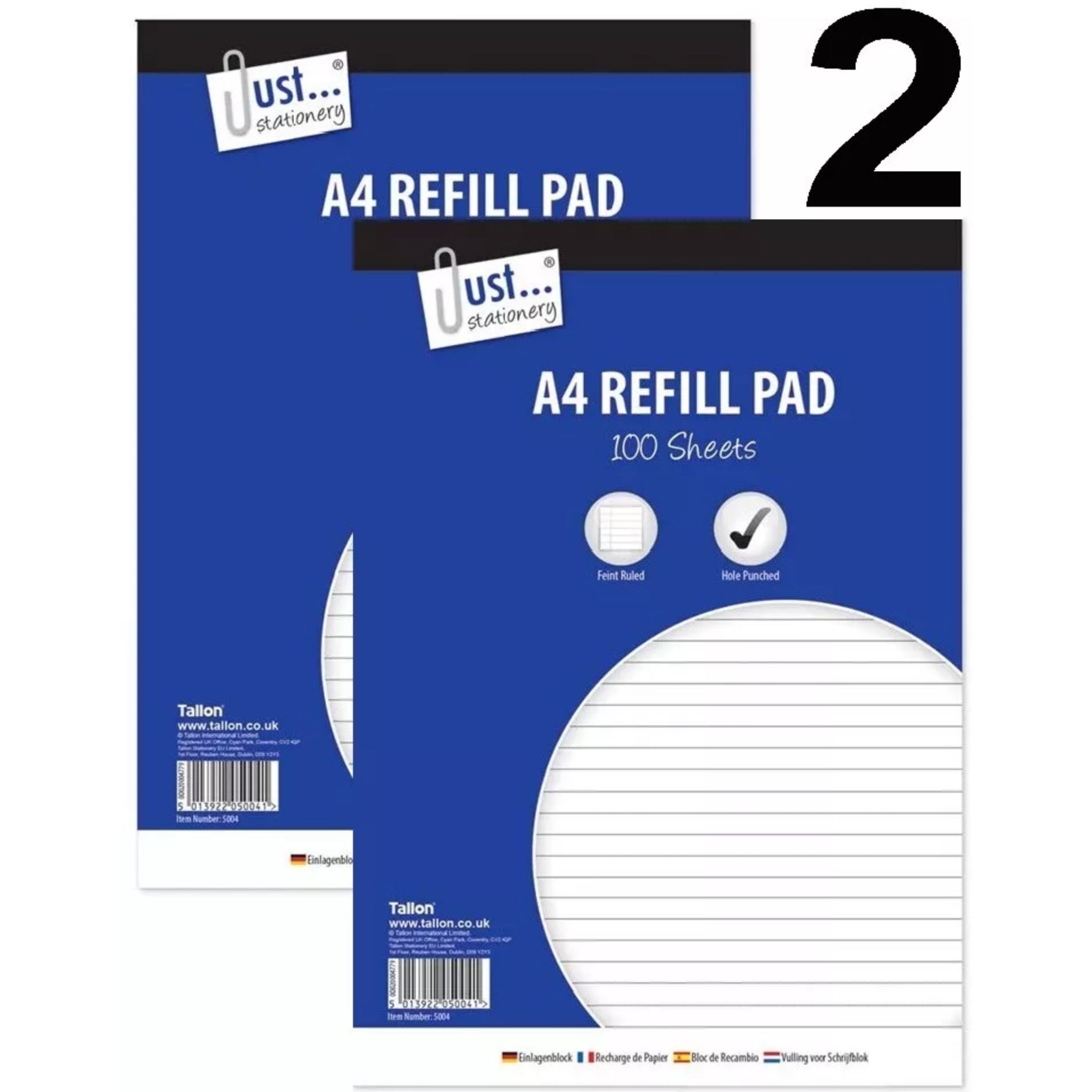 Beclen Harp 2x A4 lined Refill Pad 100 Page Notepad Memo Writing Ruled Student Office School