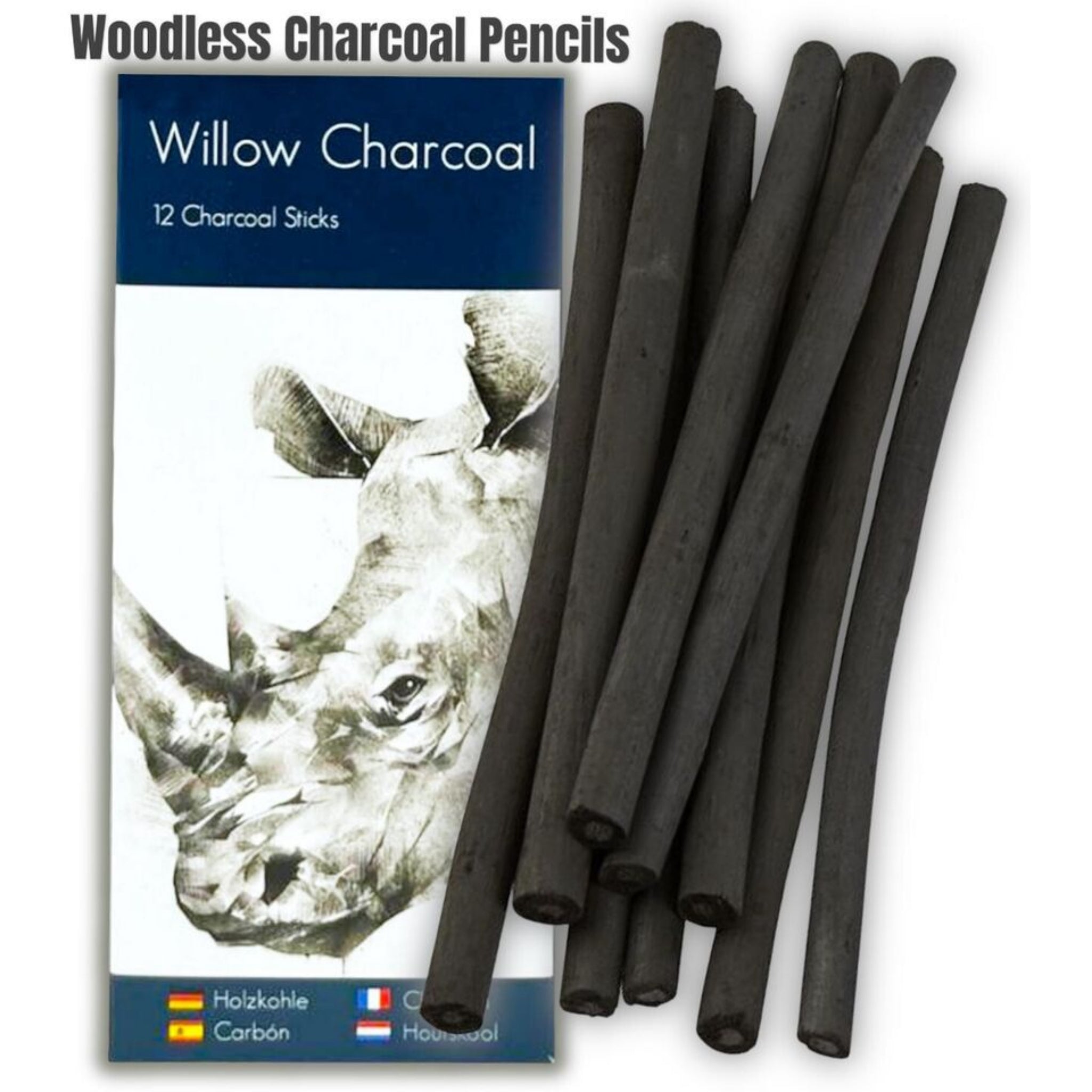 Beclen Harp 12 Assorted Willow Charcoal Sketch Drawing Natural Charcoal Sticks Drawing