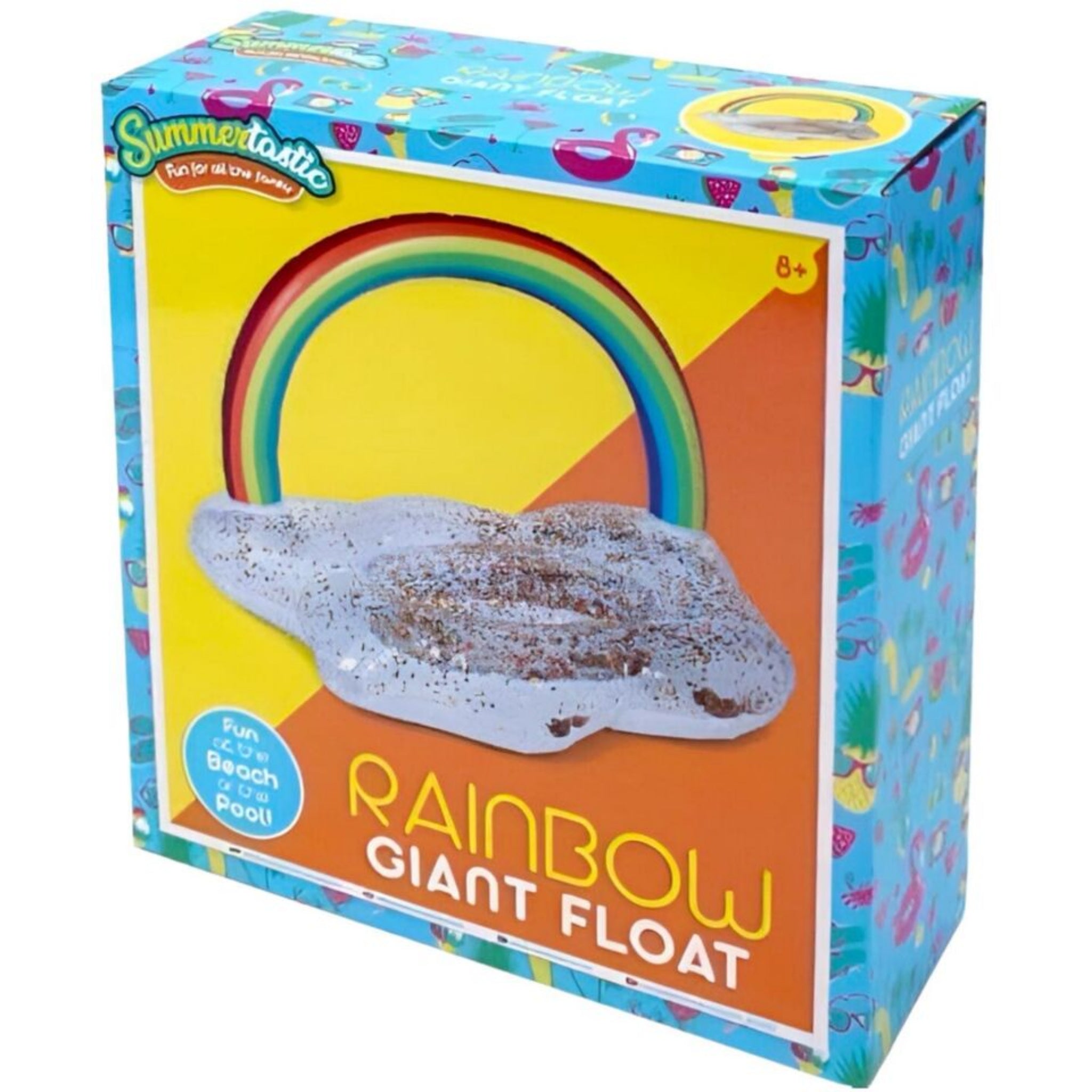 Beclen Harp GIANT RAINBOW GLITTER INFLATABLE 105CM SWIMMING RING Beach Pool Float Fun Gift