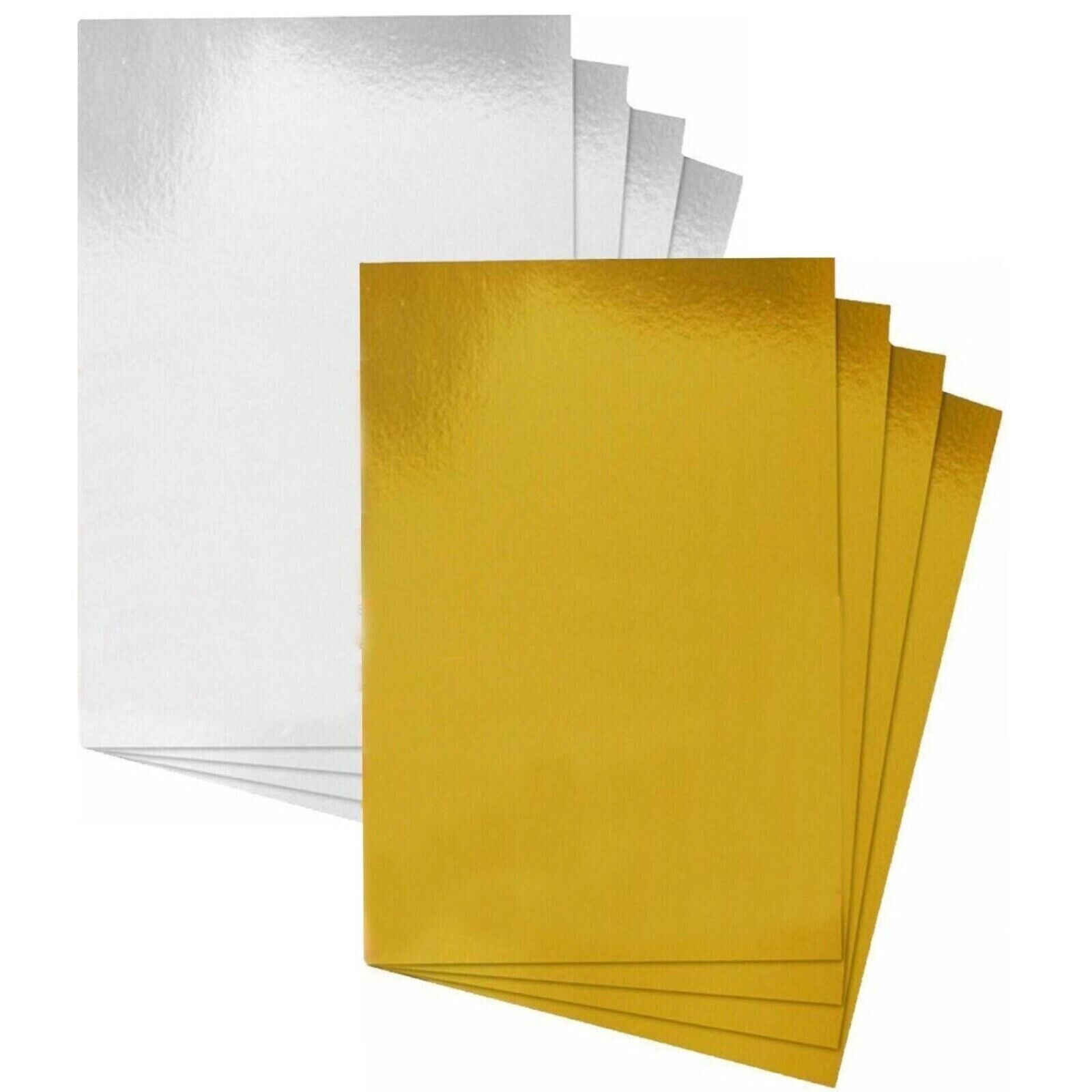 Beclen Harp 16 x A4 SHEETS GOLD & SILVER MIRROR CARD METALLIC SHINY THICK BOARD CRAFT PVO
