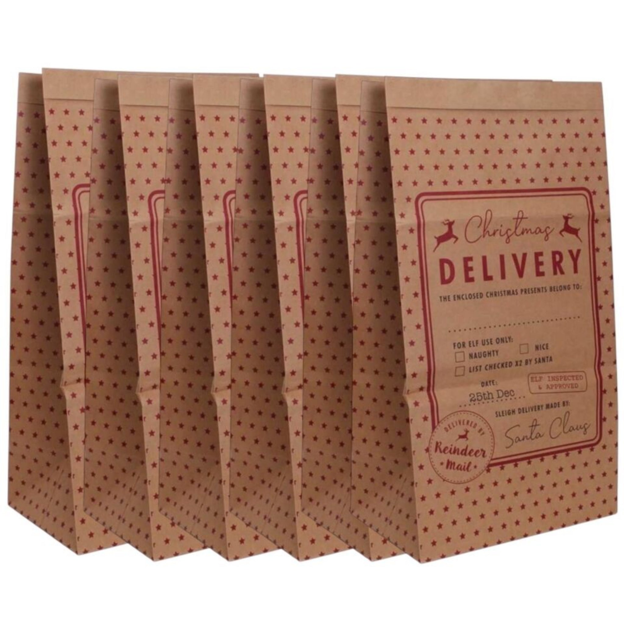 Beclen Harp 6 / 12 / 18 Pack Giant Christmas Paper Kraft Sack Stocking Father Xmas Gift Present Bag UK