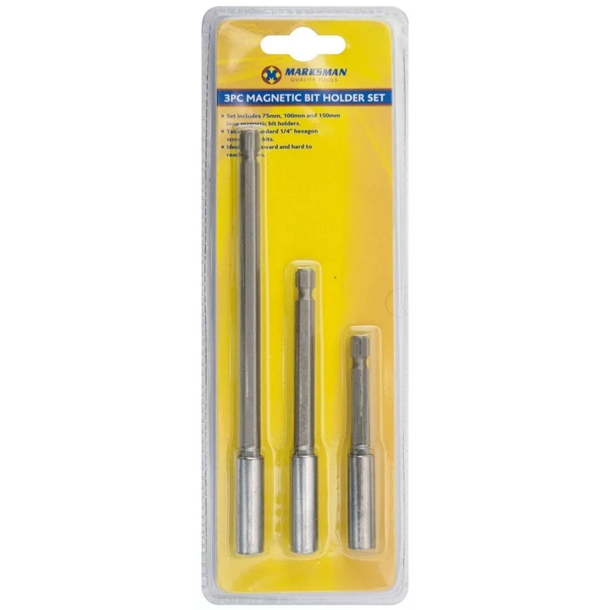 Beclen Harp 3pc 1/4" Magnetic Bit Holder Set Hex Hexagon Screwdriver Drill 75 100 150mm Long