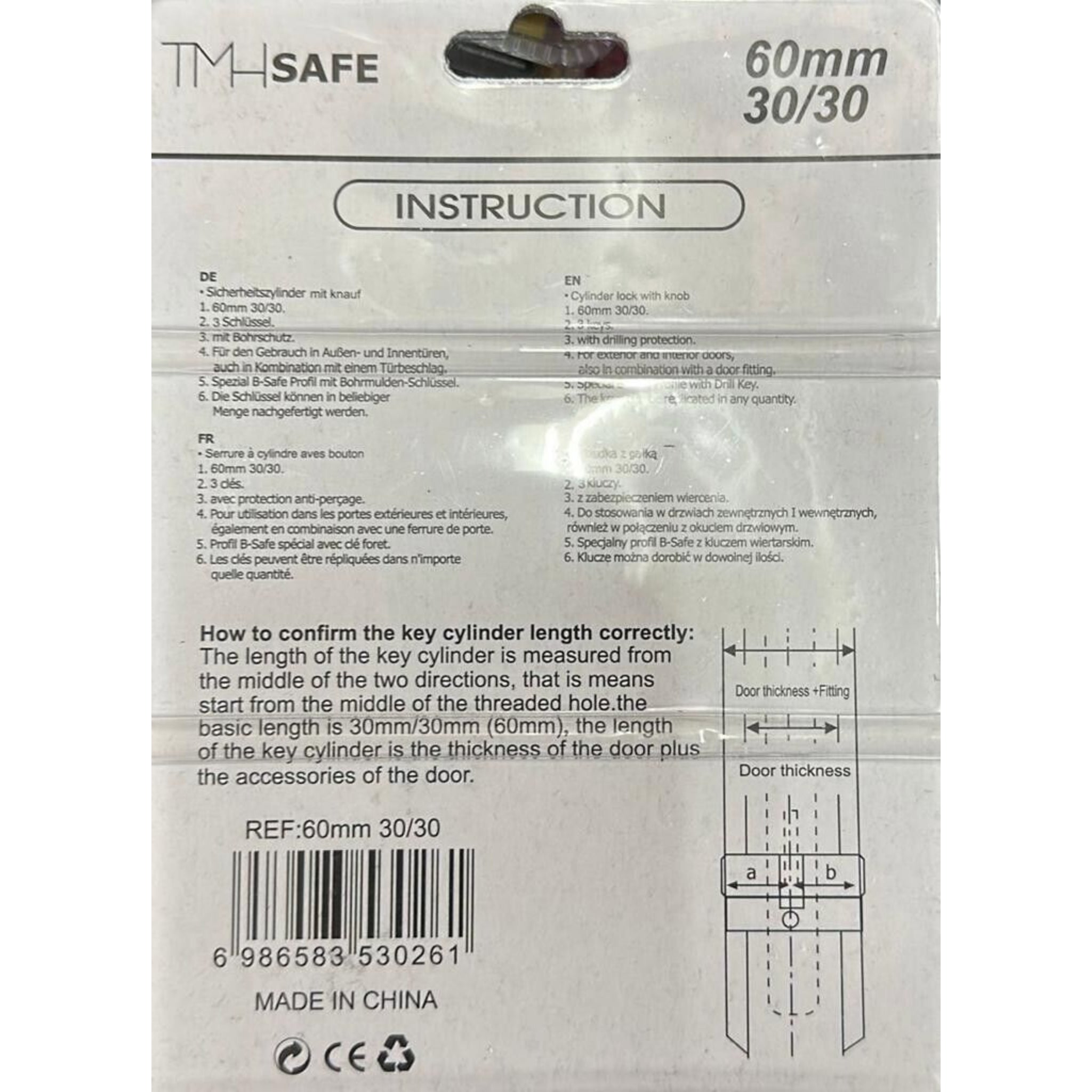 Beclen Harp 60mm Euro Upvc Lock Cylinder Barrel Upvc Pvc Aluminium Door Lock Barrel 3 KEYS