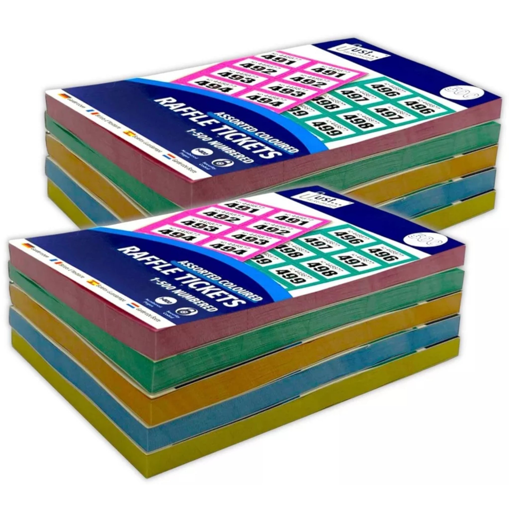 Beclen Harp 12 x Books of 1-500 Cloakroom Raffle Tombola New Draw Tickets Numbered Mixed colours
