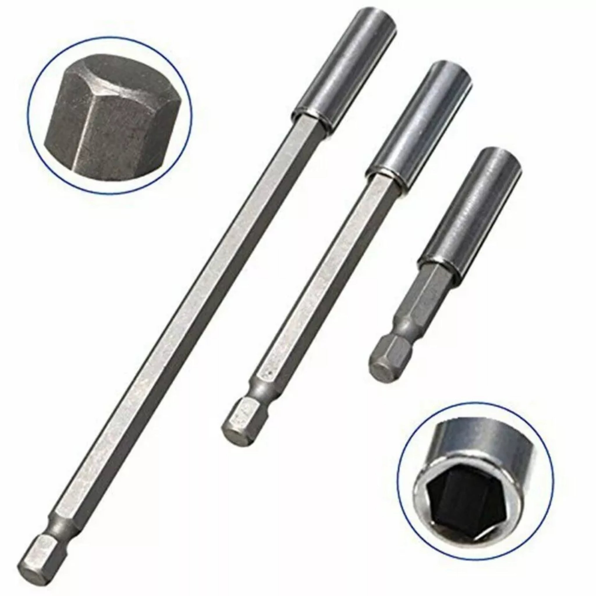 Beclen Harp 3pc 1/4" Magnetic Bit Holder Set Hex Hexagon Screwdriver Drill 75 100 150mm Long