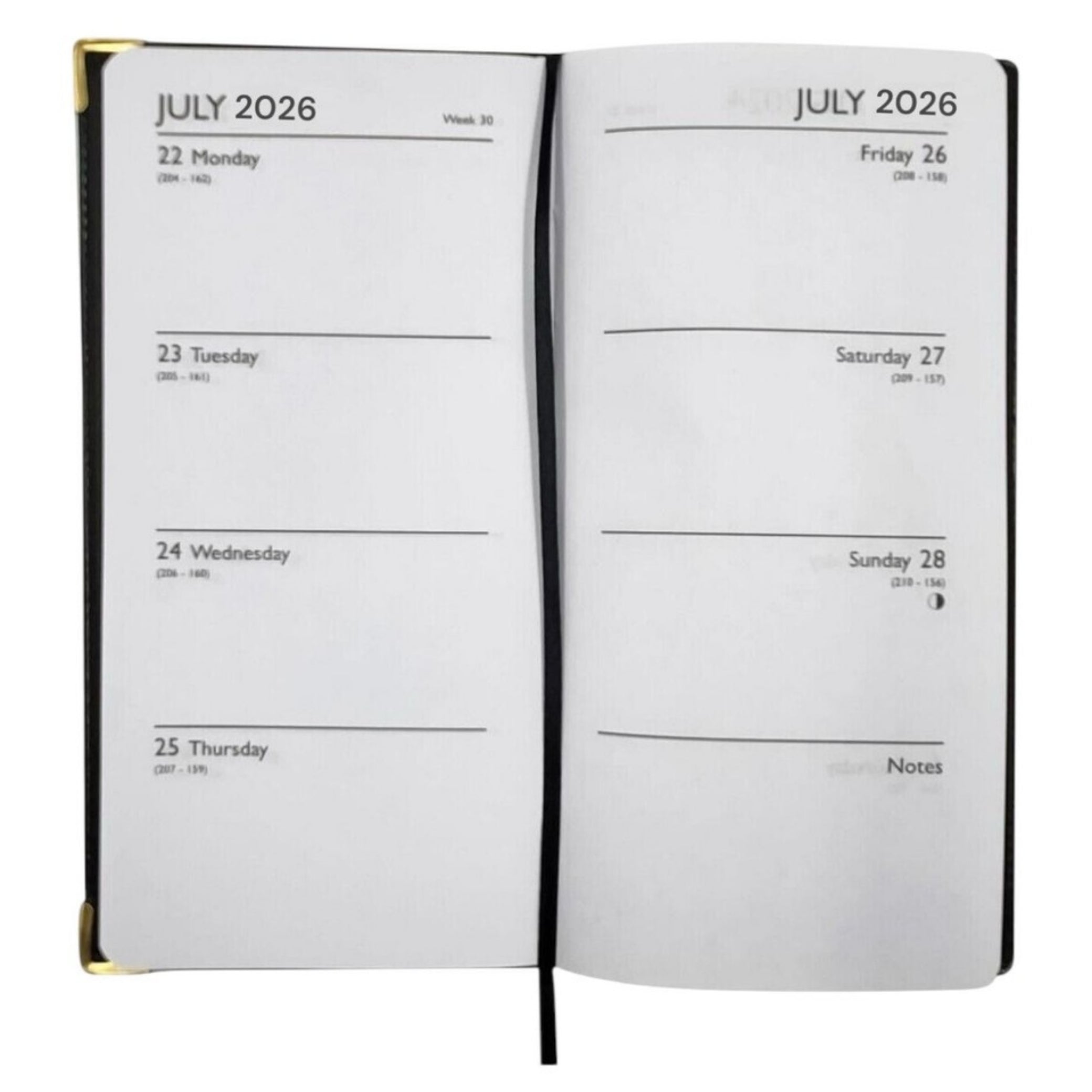 2026 DIARY POCKET / SLIM SLIMLINE WEEK TO VIEW METAL EDGE SOF PVC COVER DIARY