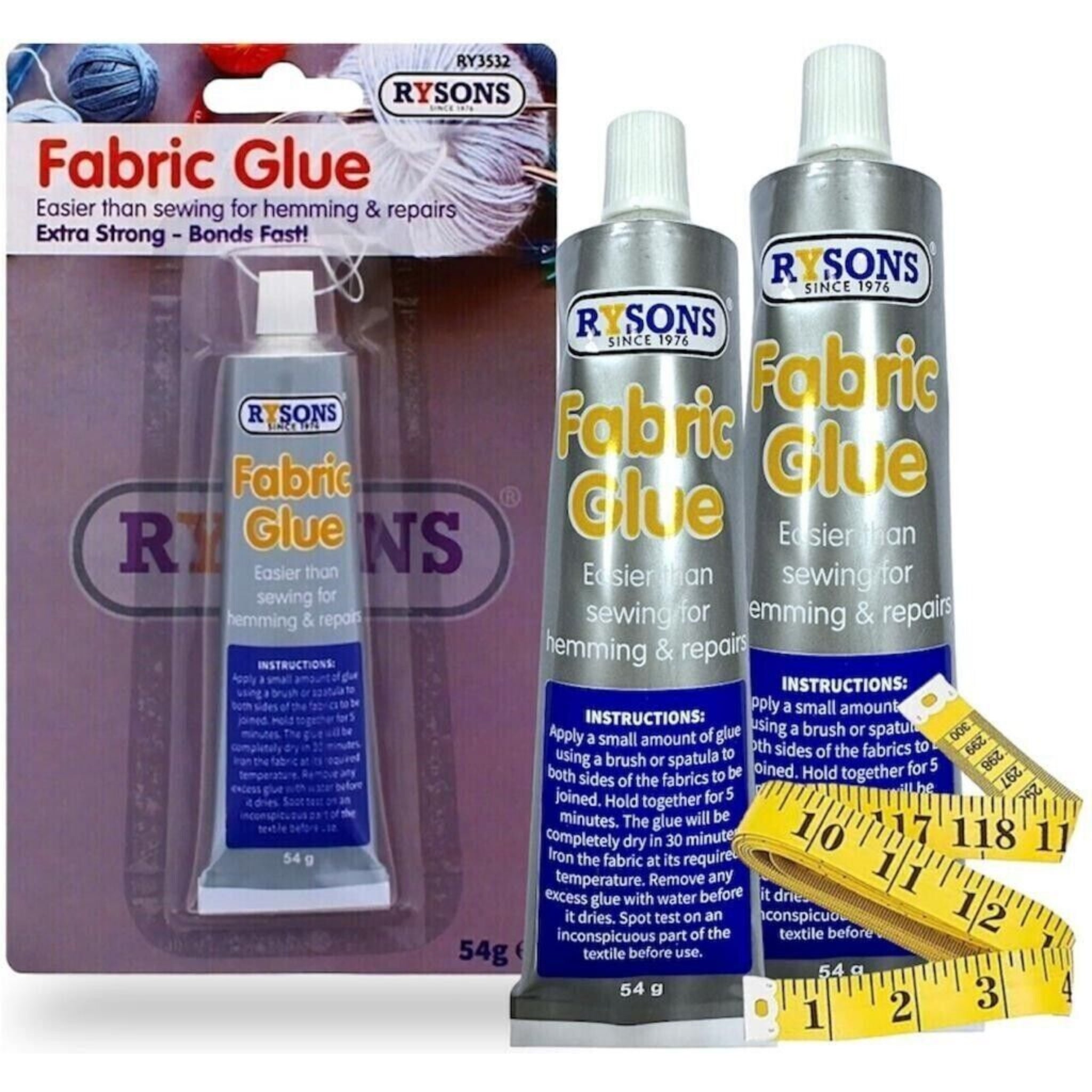 Beclen Harp 3x Extra Strong Fabric Glue 54g Quick Bond Adhesive for Hemming Sewing No Stitch