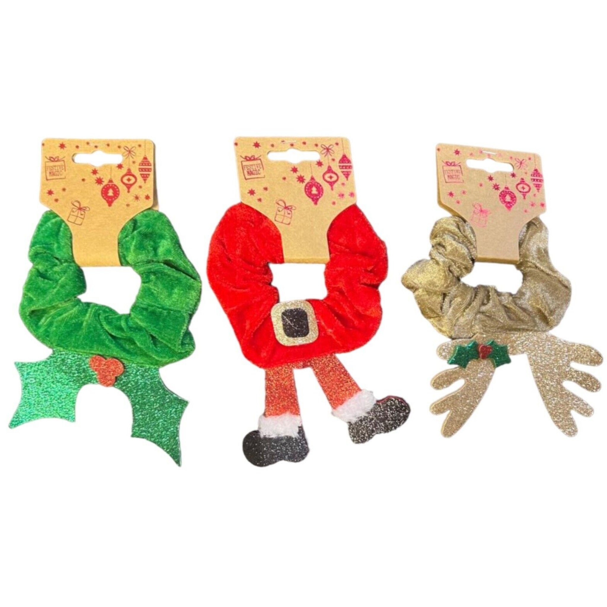 Beclen Harp Christmas Fluffy Hair Scrunchie Girls Women Santa Velvet Luxury Soft Hair Bobble