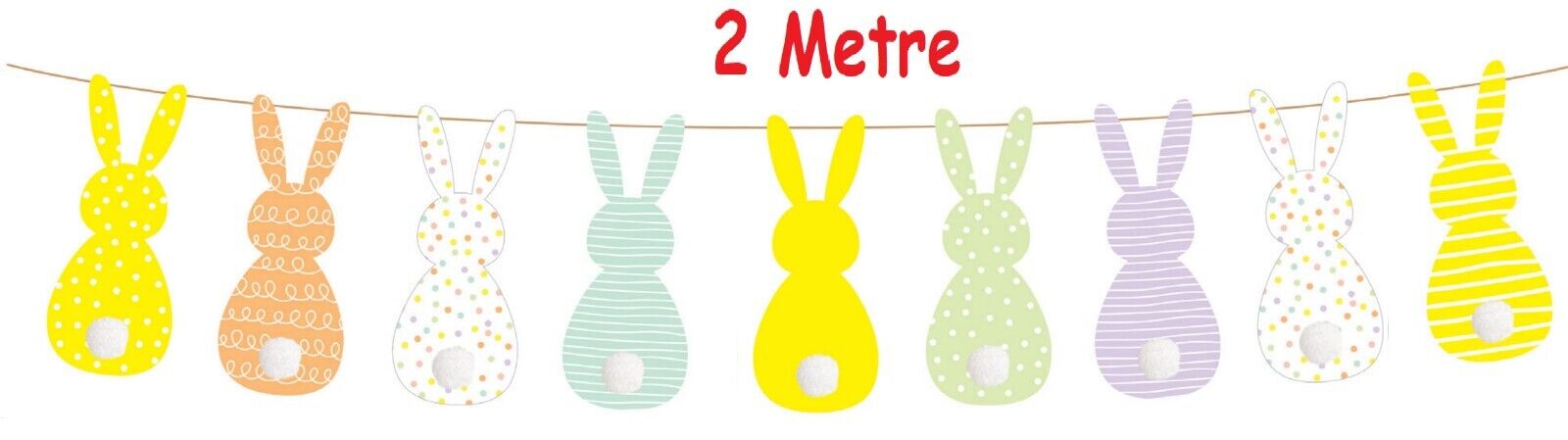 Beclen Harp Easter Bunting Bunny Rabbit Banner Garland Hanging Ready Threaded 2 Metresv