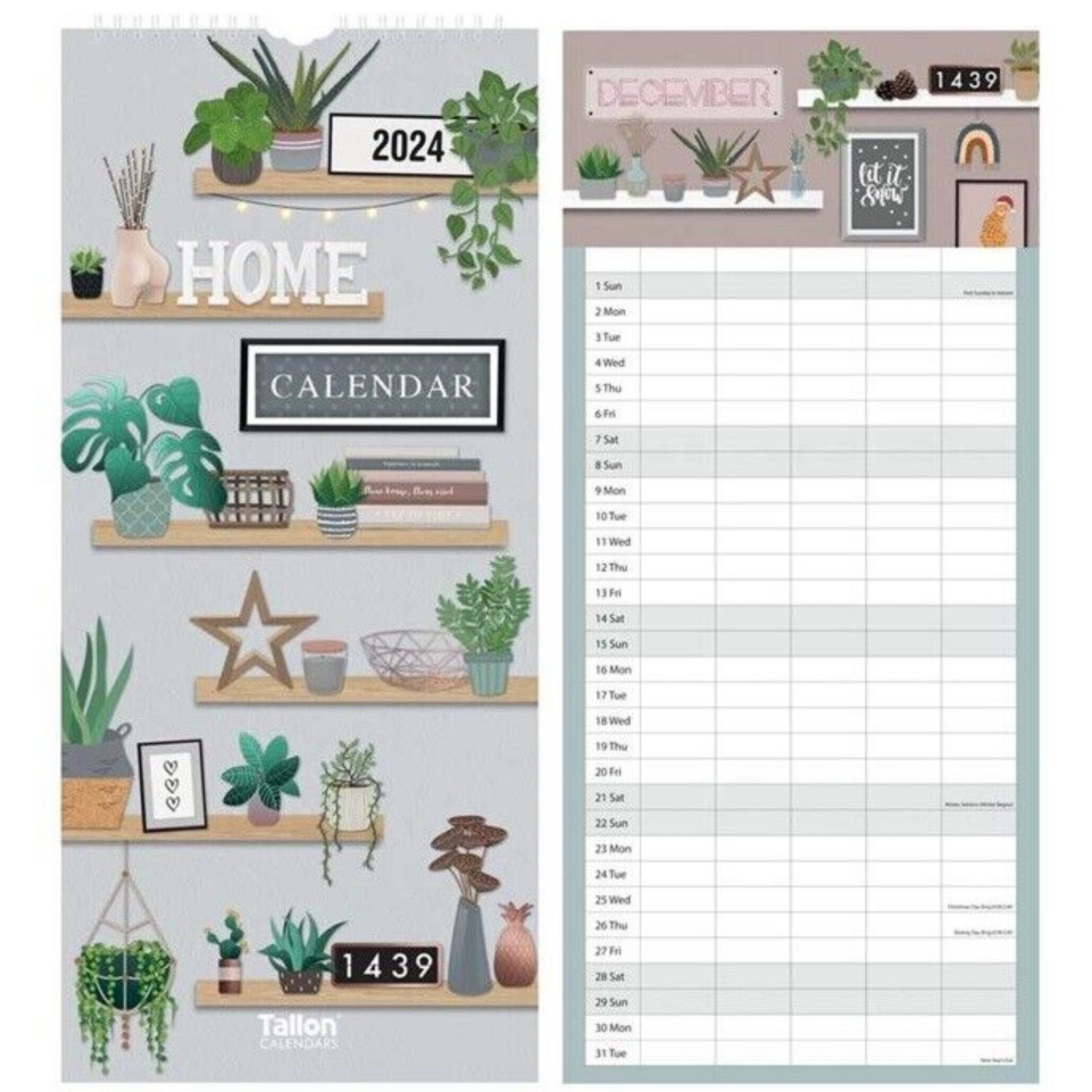 Beclen Harp 2024 Family Organiser 5Columns Calendar Planner Month to View Long Wall Calendar