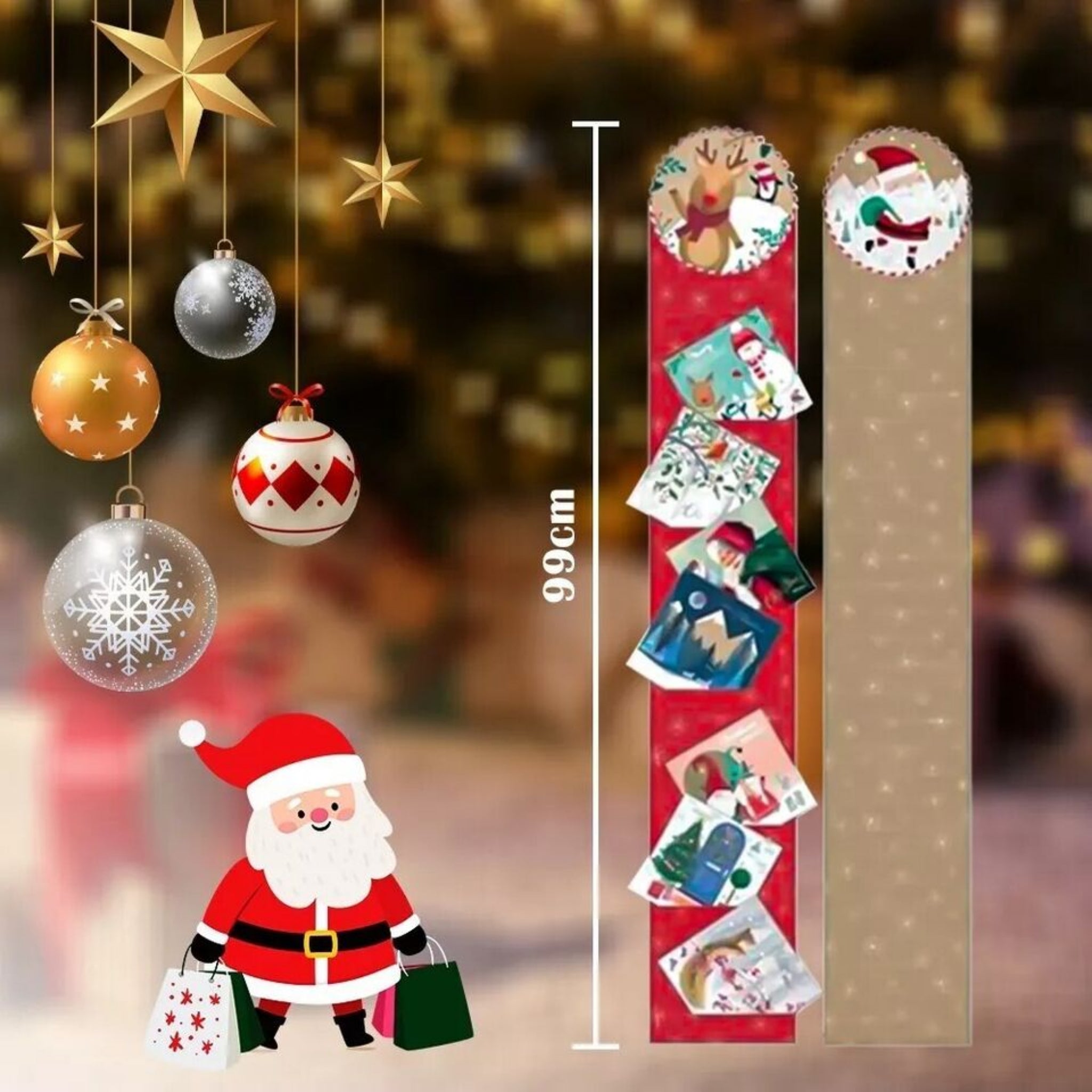Beclen Harp 4 Christmas Card Holder 2 Traditional & 2 x Cute Santa Reindeer Design For Xmas