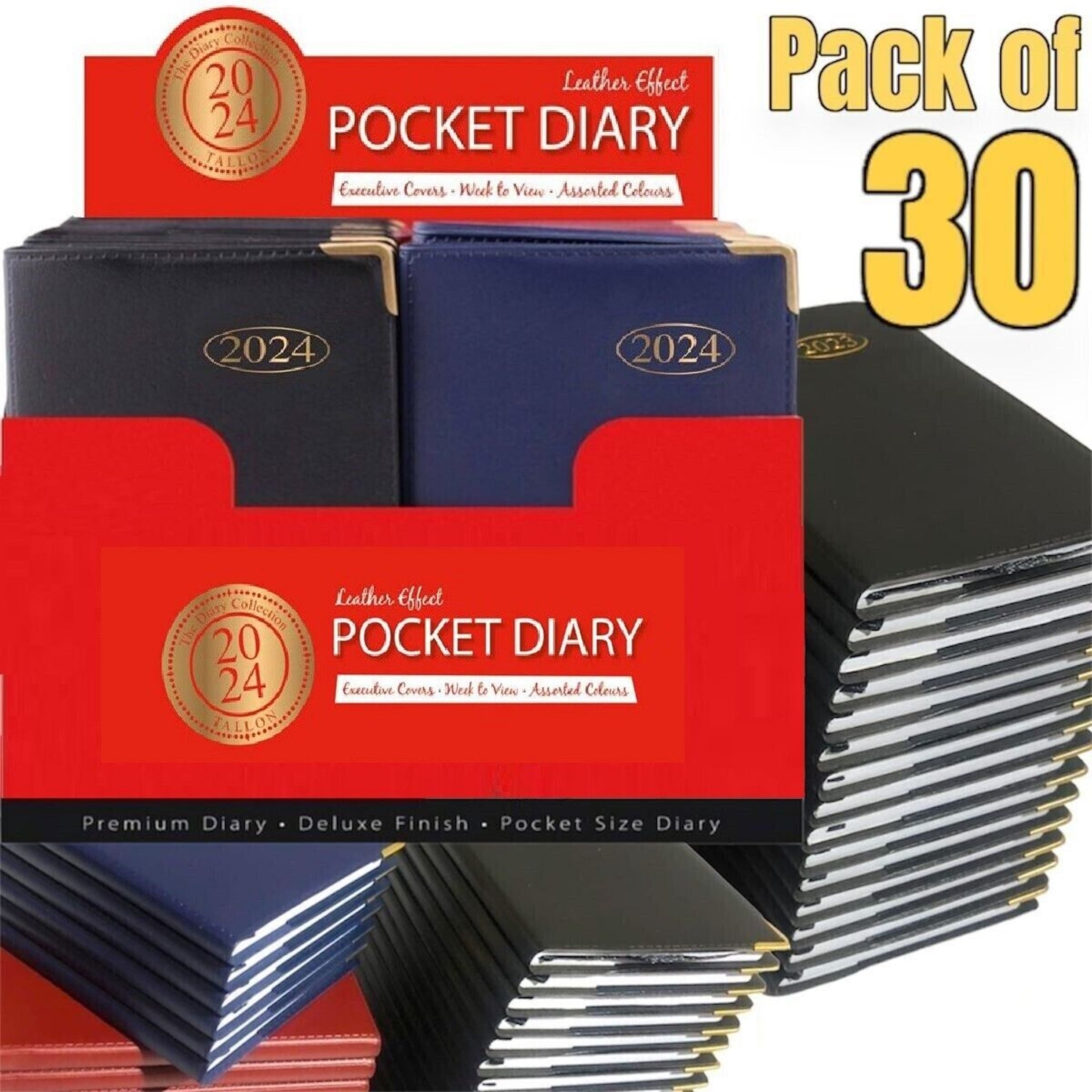 Beclen Harp 2024 Pocket Week to view Diary School Office Year Softcover Diaries Joblot 30PCK
