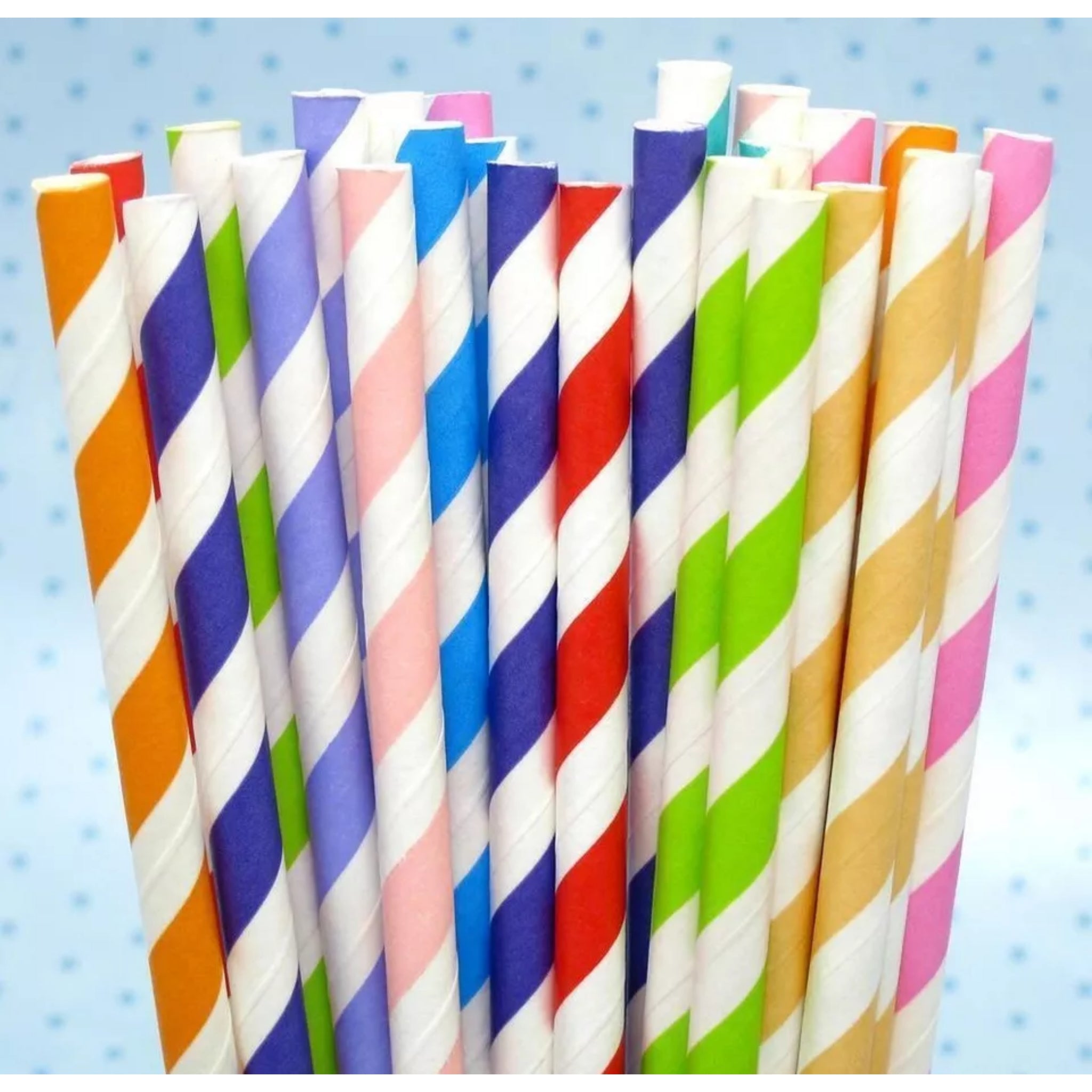 Beclen Harp 50 Disposable Paper Straws | Stripy | Drinking Straws Eco Friendly Biodegradable