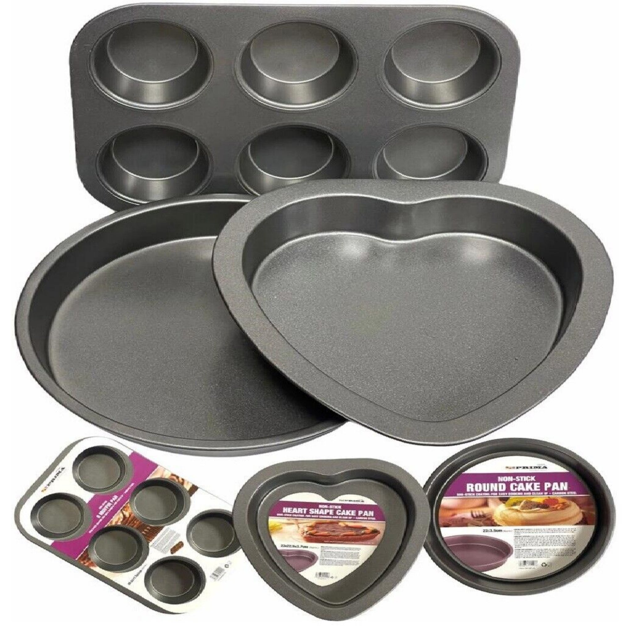 Beclen Harp SET OF 3 Heart Shaped Cake Tin Non Stick Carbon Steel Bake Pan Cheesecake Loaf