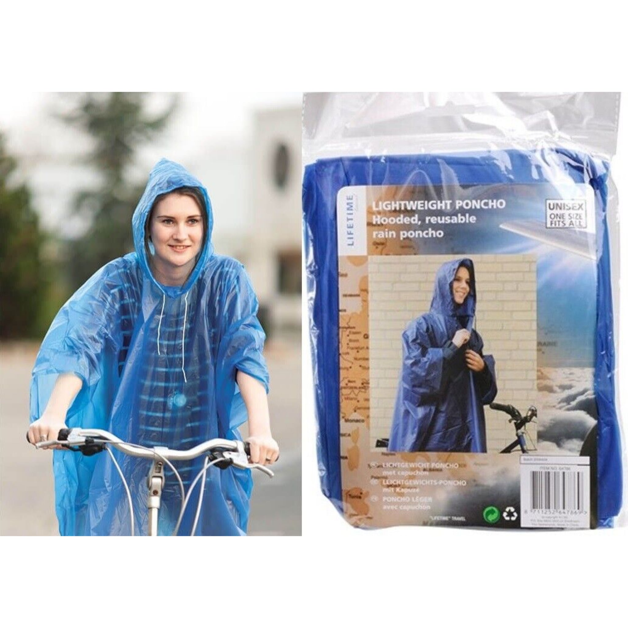 Beclen Harp Raincoat Adult Hooded Rain Poncho Waterproof Blue Translucent Rain Woman Man UK