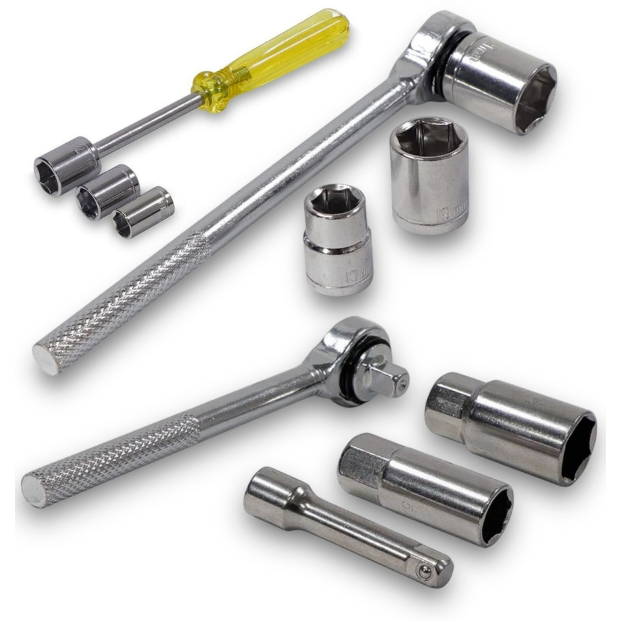Beclen Harp 52pc 1/4" & 3/8" socket driver set metric imperial ratchet bolts spark with case