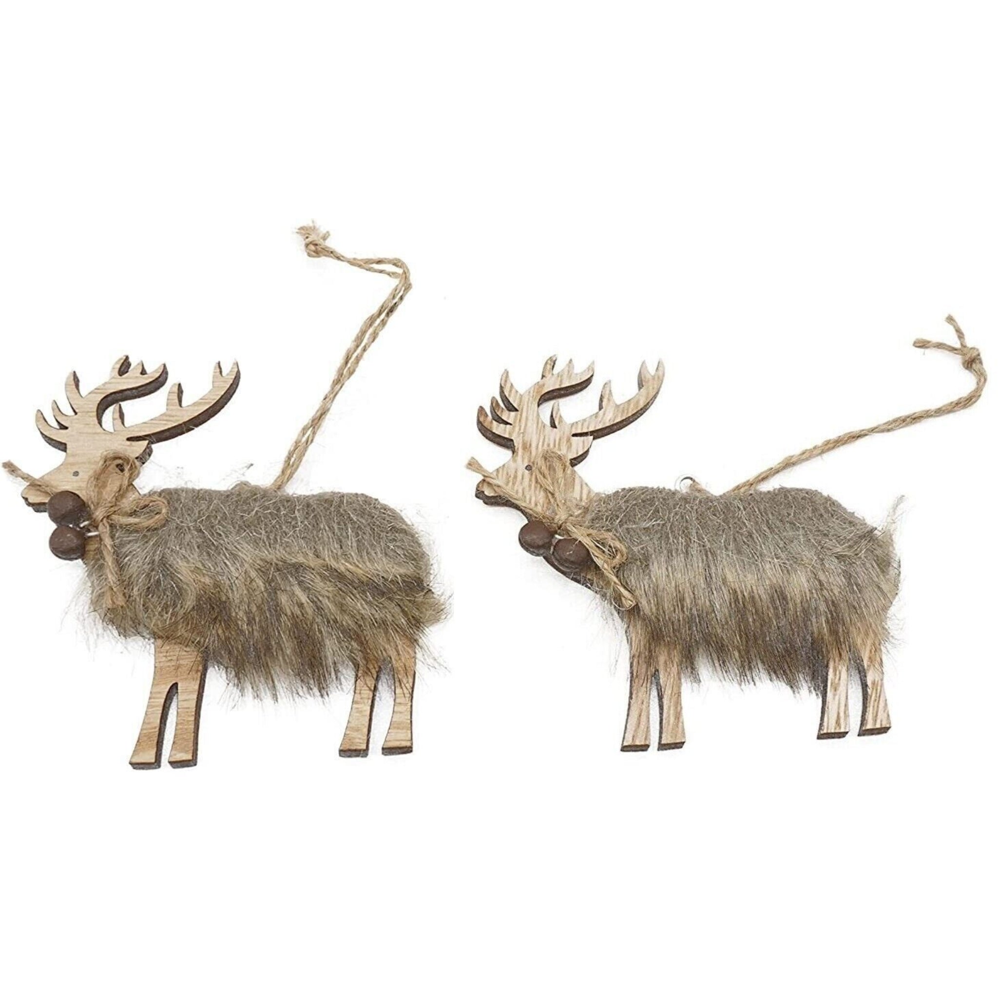 Beclen Harp 4x Christmas Tree Baubles Reindeer gift tag wooden Hanging Xmas Decoration