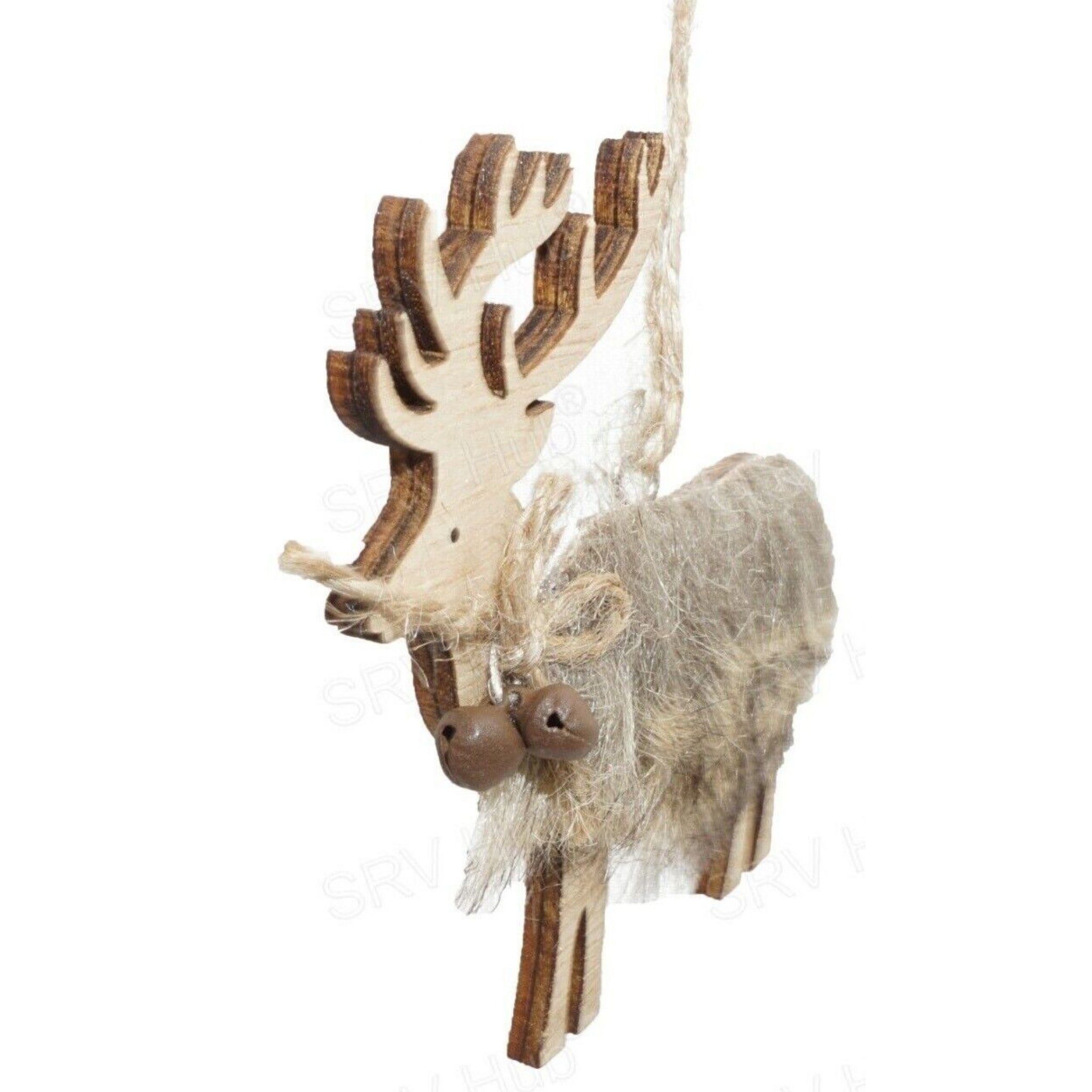 Beclen Harp 4x Christmas Tree Baubles Reindeer gift tag wooden Hanging Xmas Decoration