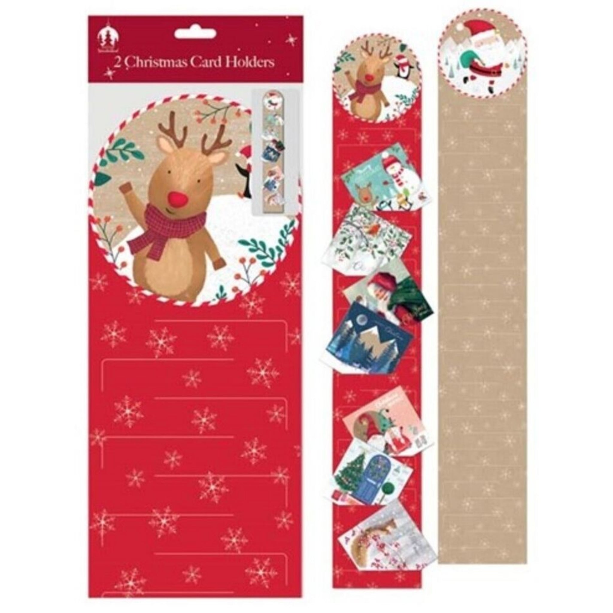 Beclen Harp 4 Christmas Card Holder 2 Traditional & 2 x Cute Santa Reindeer Design For Xmas