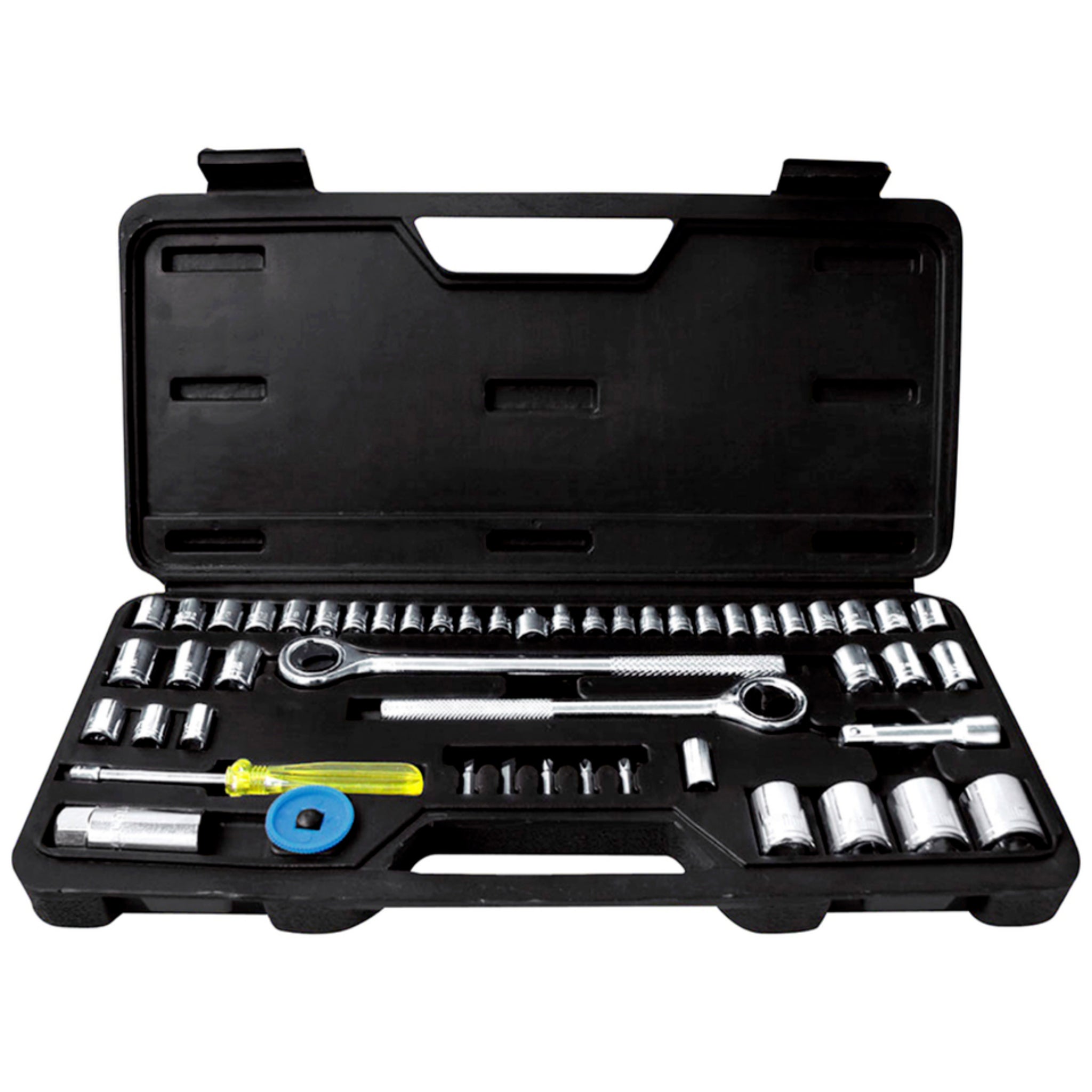 Beclen Harp 52pc 1/4" & 3/8" socket driver set metric imperial ratchet bolts spark with case