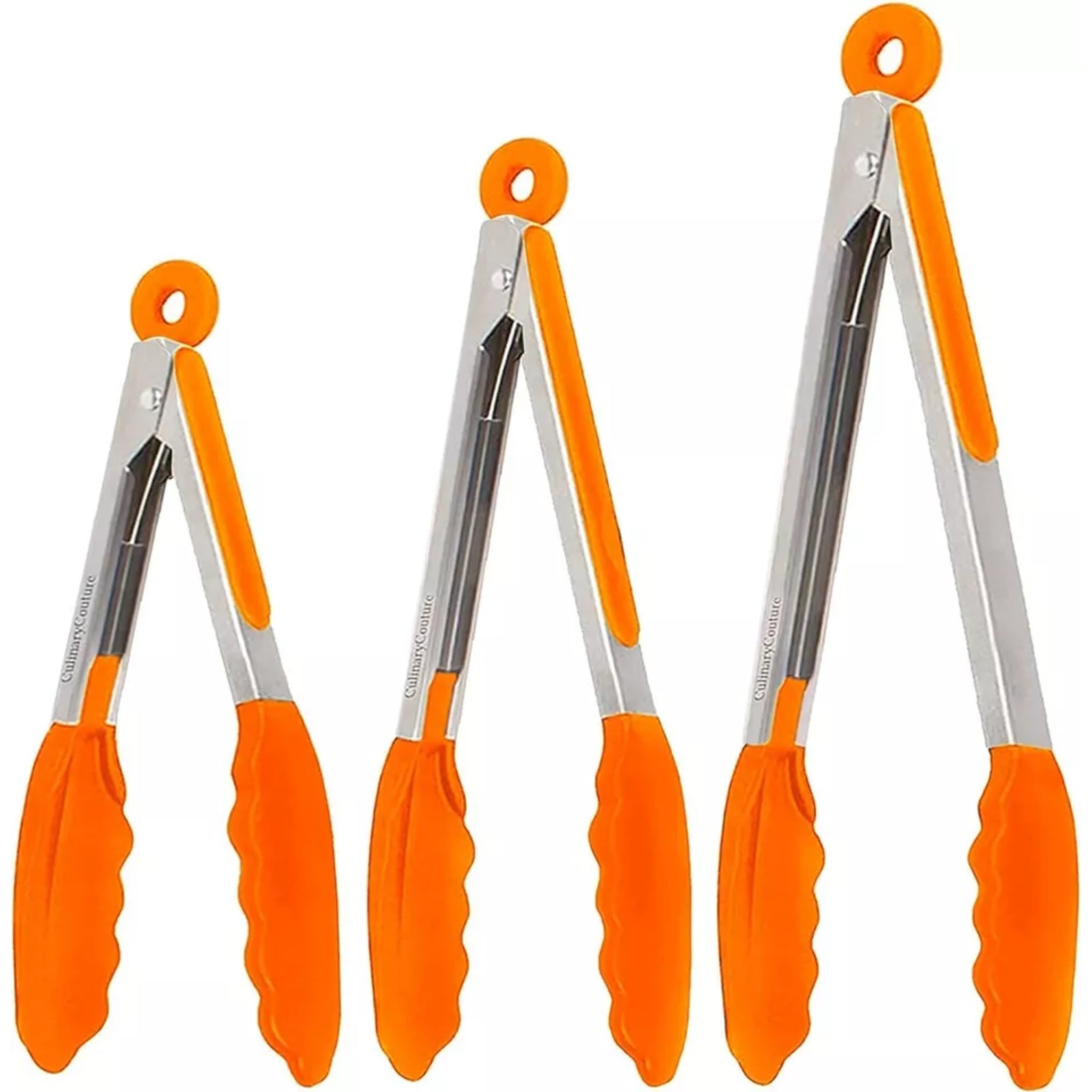 Beclen Harp 3pc Silicone Kitchen Cooking Salad Serving BBQ Tong Stainless Steel Utensil Set