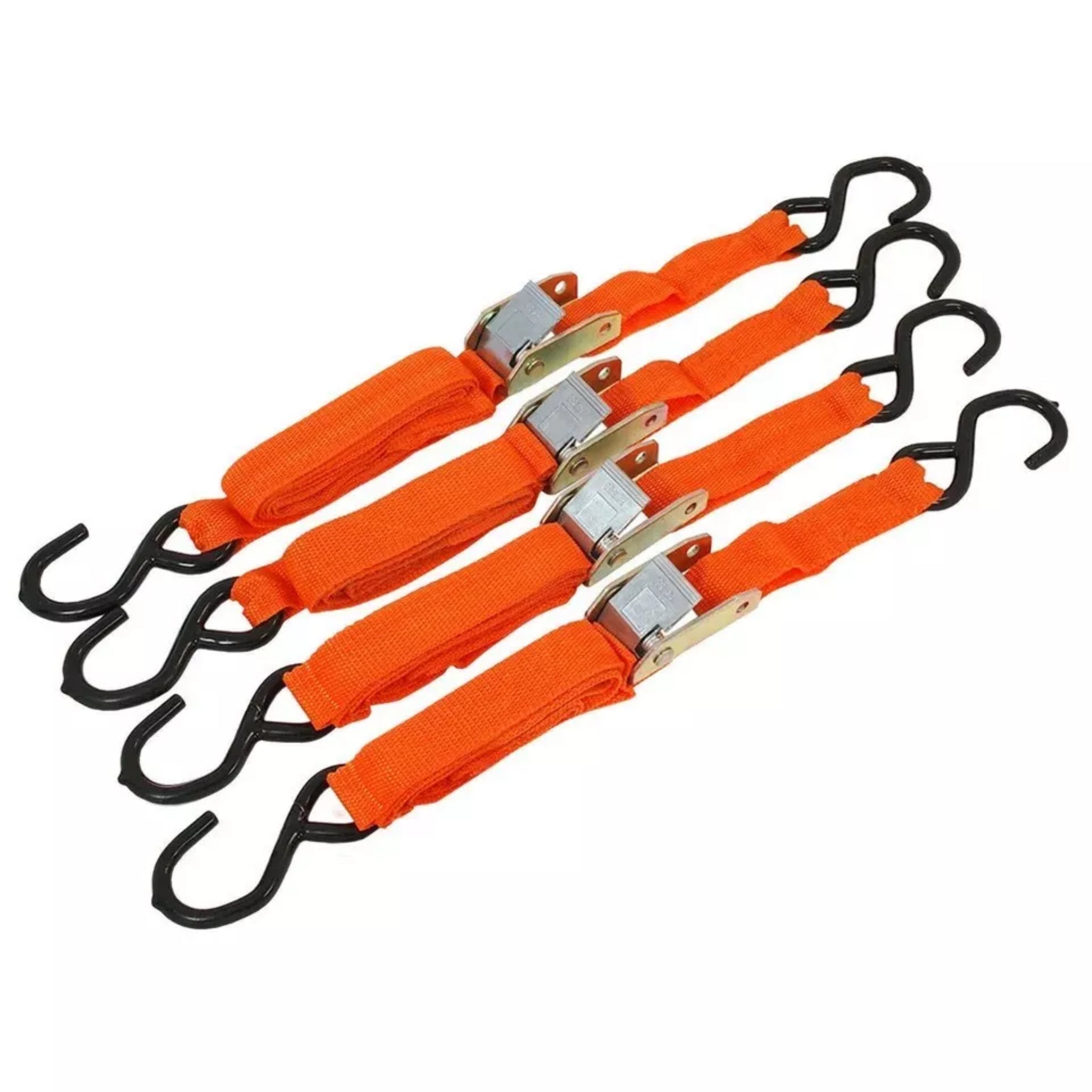Beclen Harp 4PC HEAVYDUTY RATCHET TIE DOWN STRAP 1” 25MM WIDE 4.6M LONG CARGO ORANGE