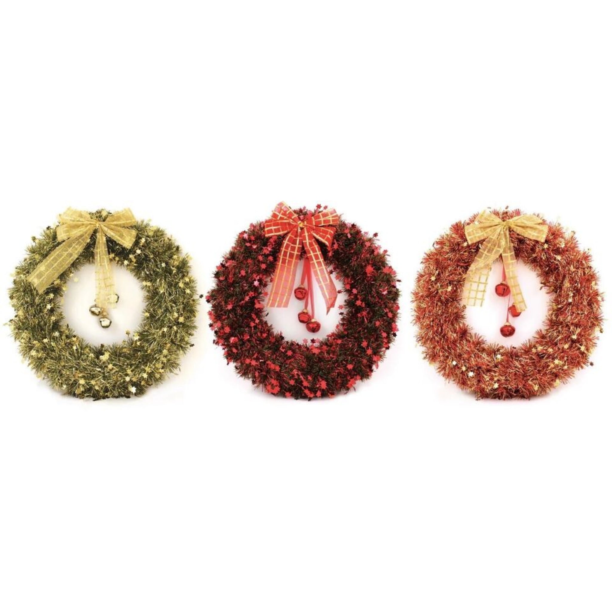 Beclen Harp Large Christmas Tinsel Wreath With Bell Wall Hanging Window Xmas Decoration