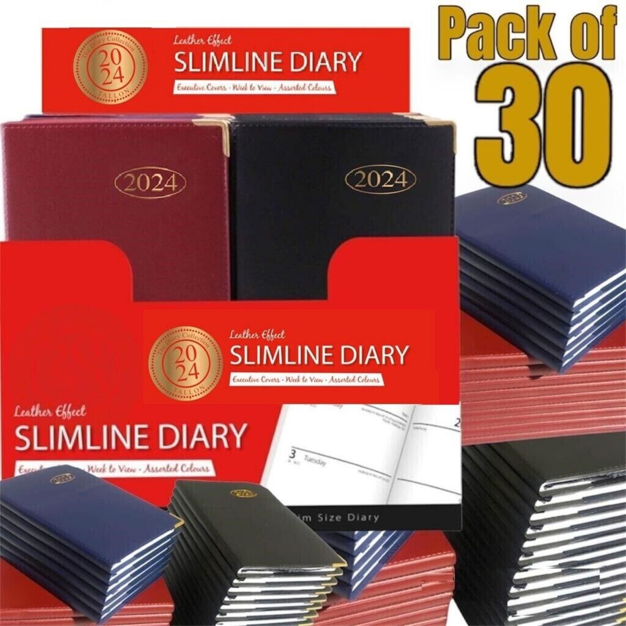 Beclen Harp 2024 SLIM Week to view Diary School Office Year Softcover Diaries Joblot 30PCK🎁