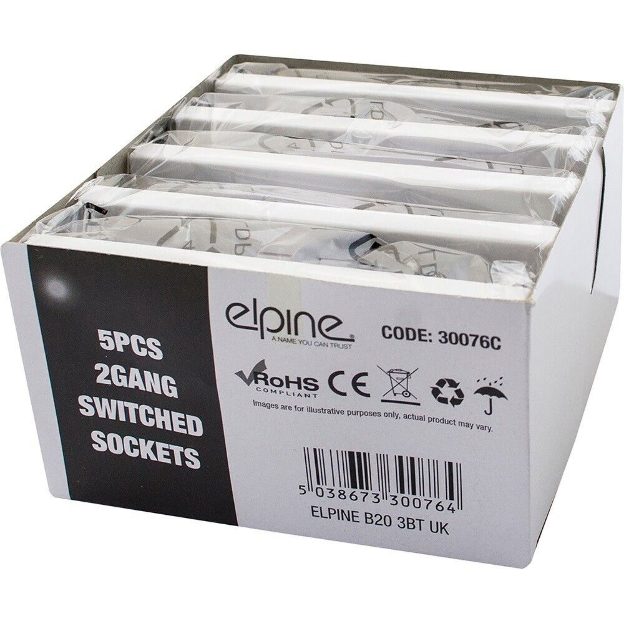 Beclen Harp 5 X Double Switched Converter Power Socket White Moulded, 13 Amp Switched Socket