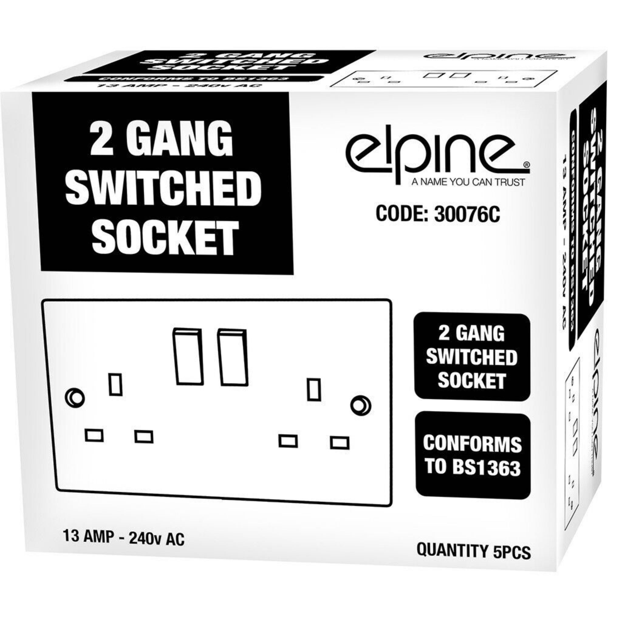 Beclen Harp 5 X Double Switched Converter Power Socket White Moulded, 13 Amp Switched Socket