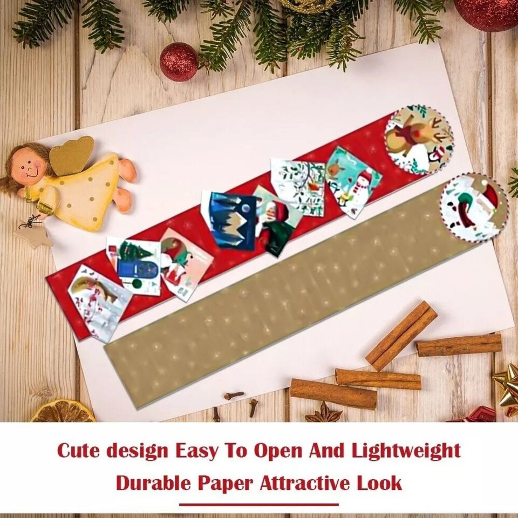 Beclen Harp 4 Christmas Card Holder 2 Traditional & 2 x Cute Santa Reindeer Design For Xmas