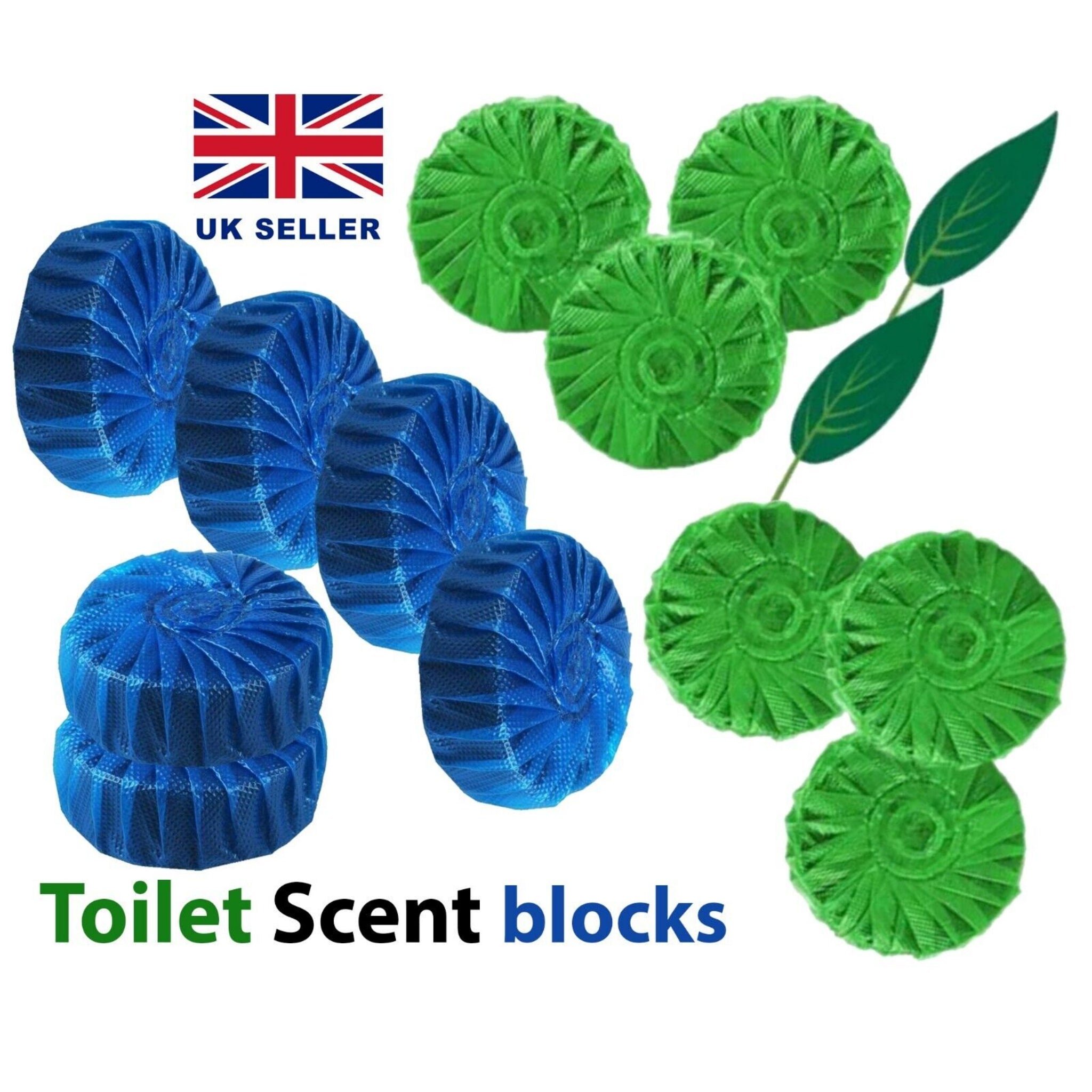 Beclen Harp Cistern Scent green / blue Blocks Toilet Bowl Freshener Cleaner Tablet - 6/30pc